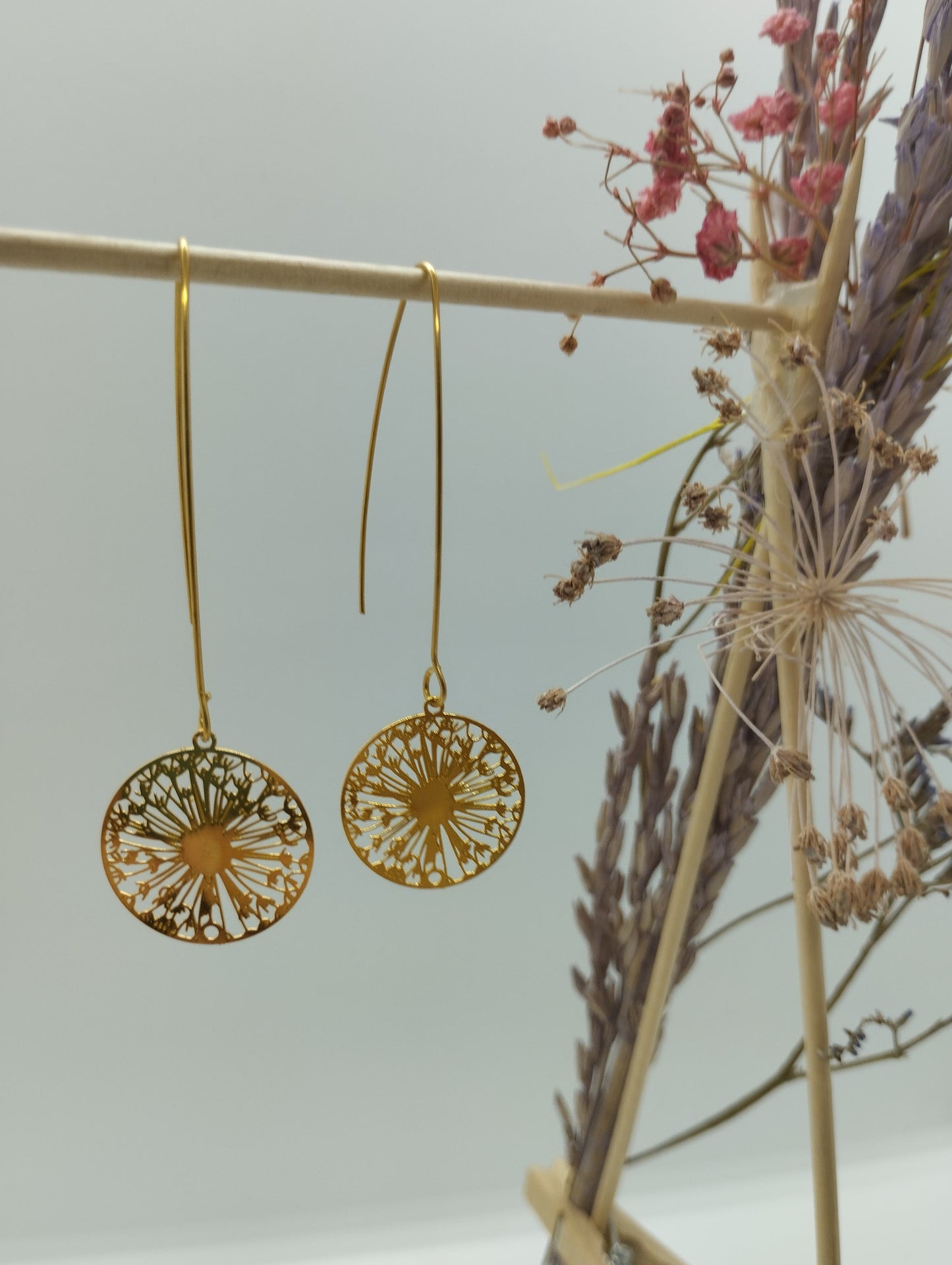 Oorbellenset Bohemian Wishflowers - grote hangers (goud /RVS)