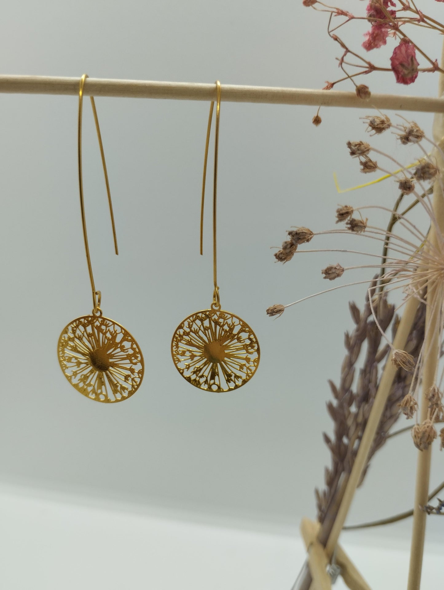 Oorbellenset Bohemian Wishflowers - grote hangers (goud /RVS)
