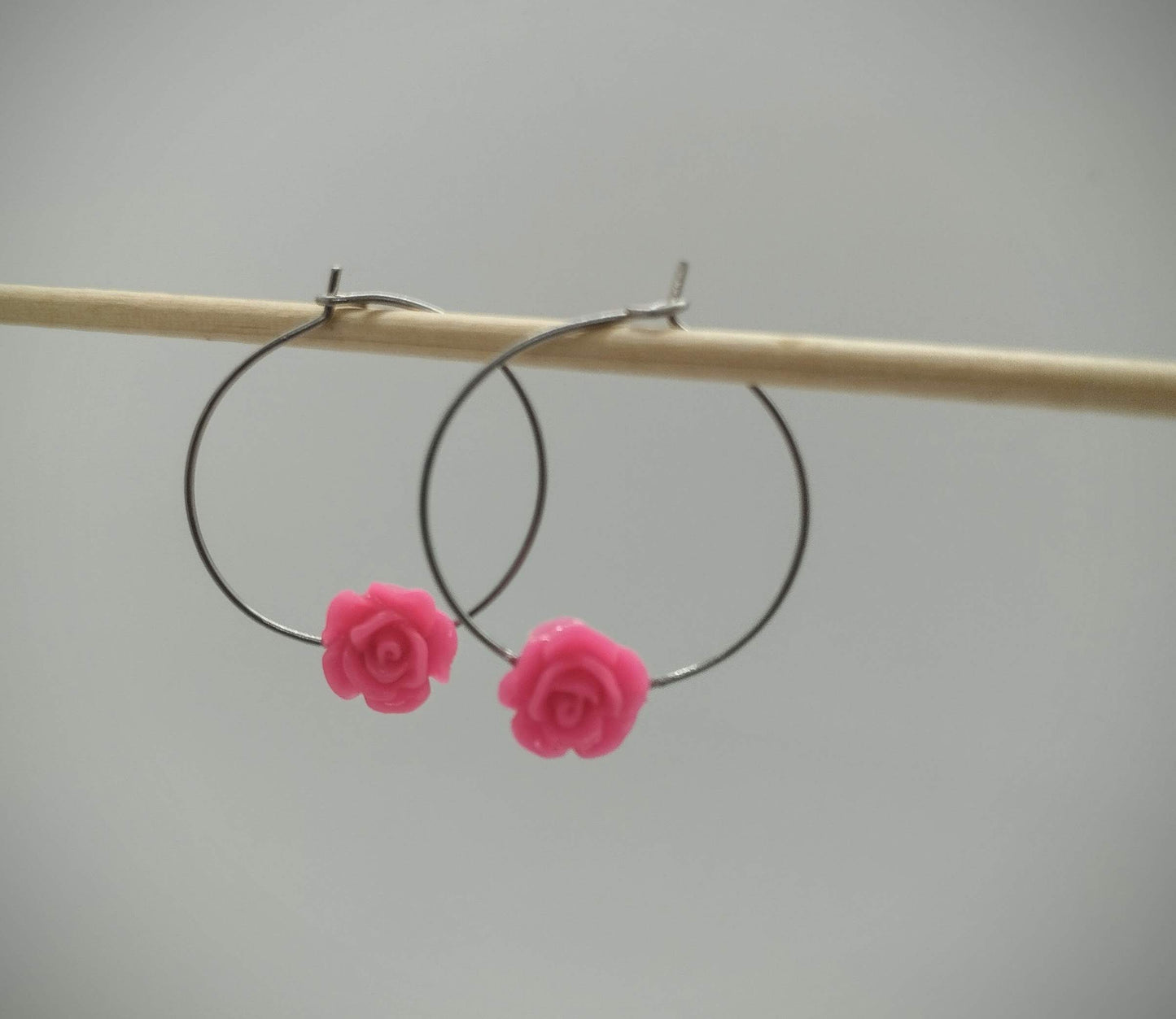 Oorbellenset bloem - ronde Hangers (zilver - Nikkelvrij)