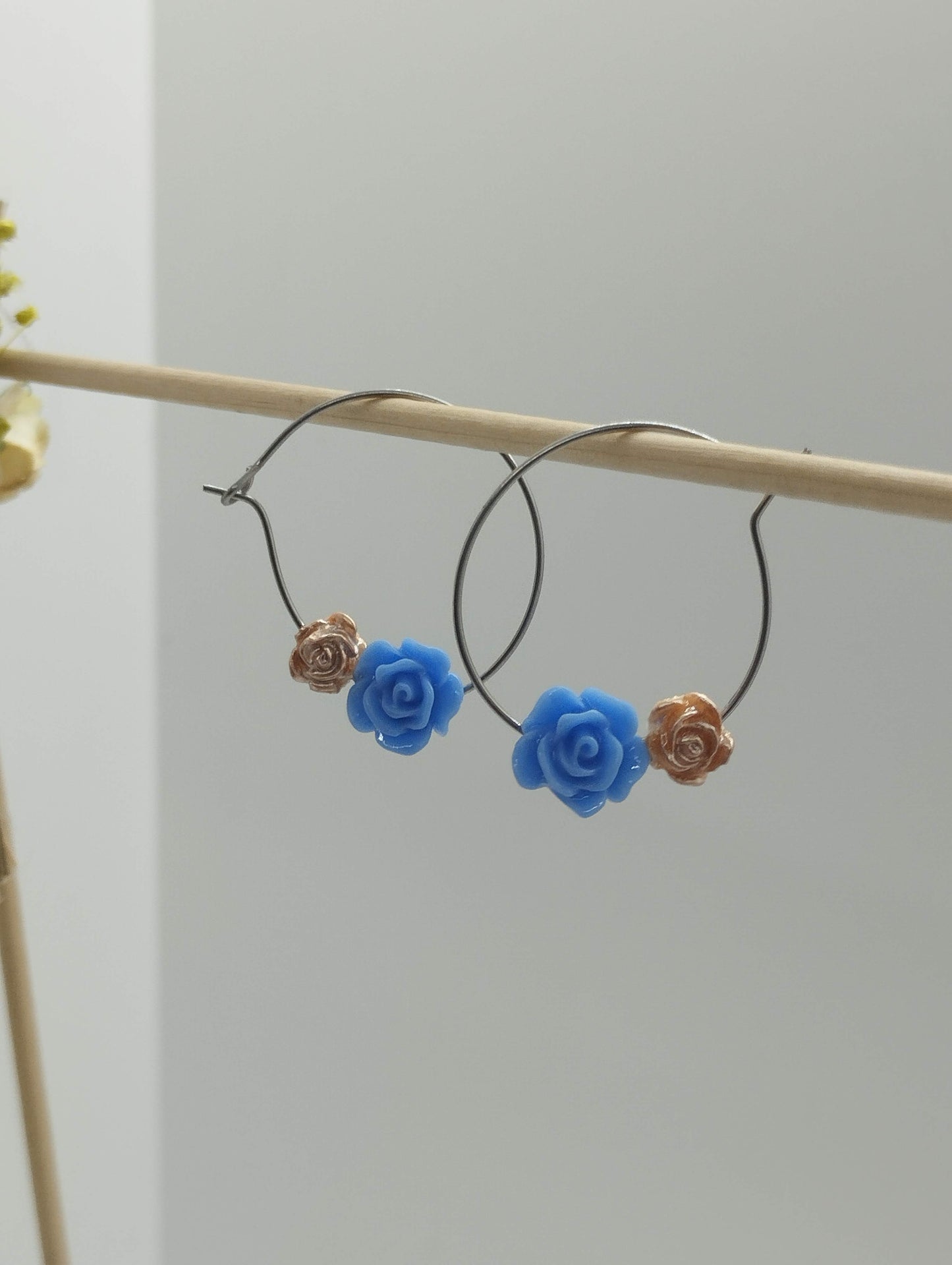 Oorbellenset bloemen - ronde Hangers (zilver - Nikkelvrij)
