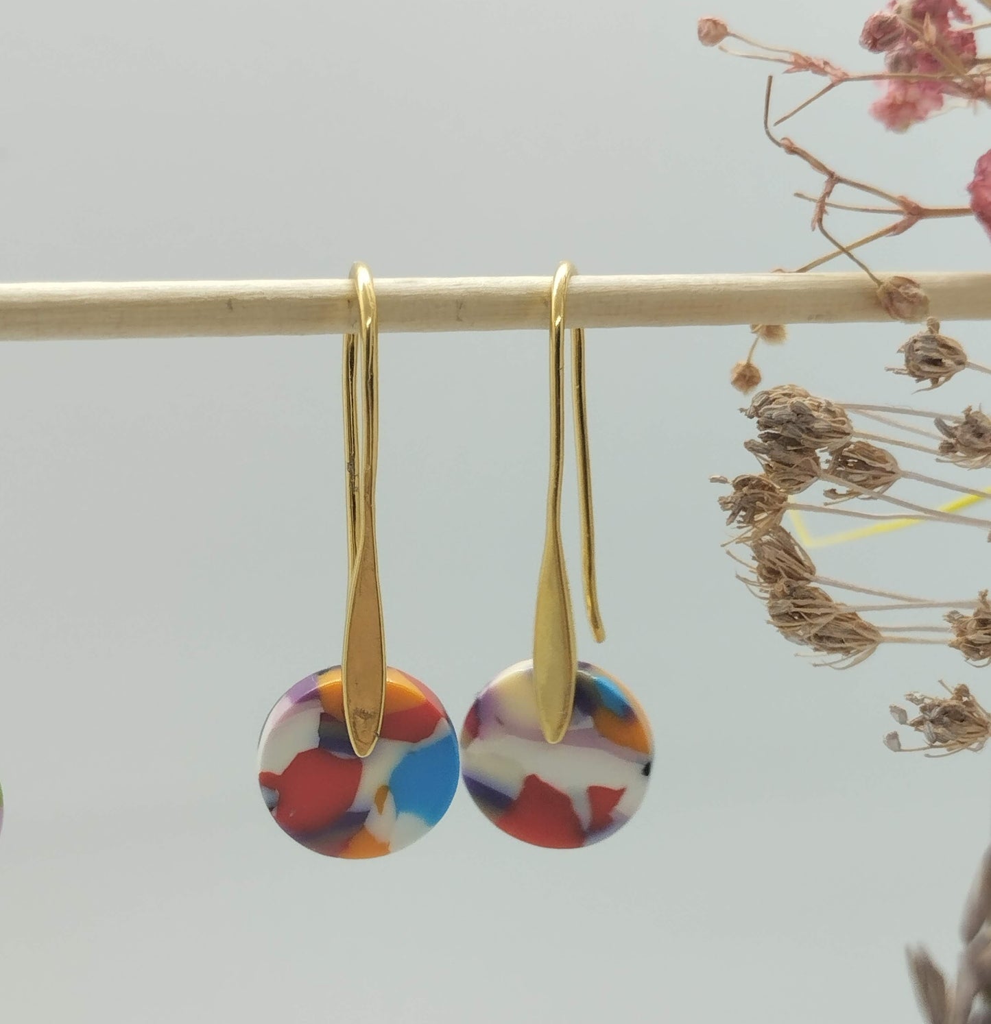 Oorbellenset Resin hangertjes haakjes Mixed color (goud - Nikkelvrij)