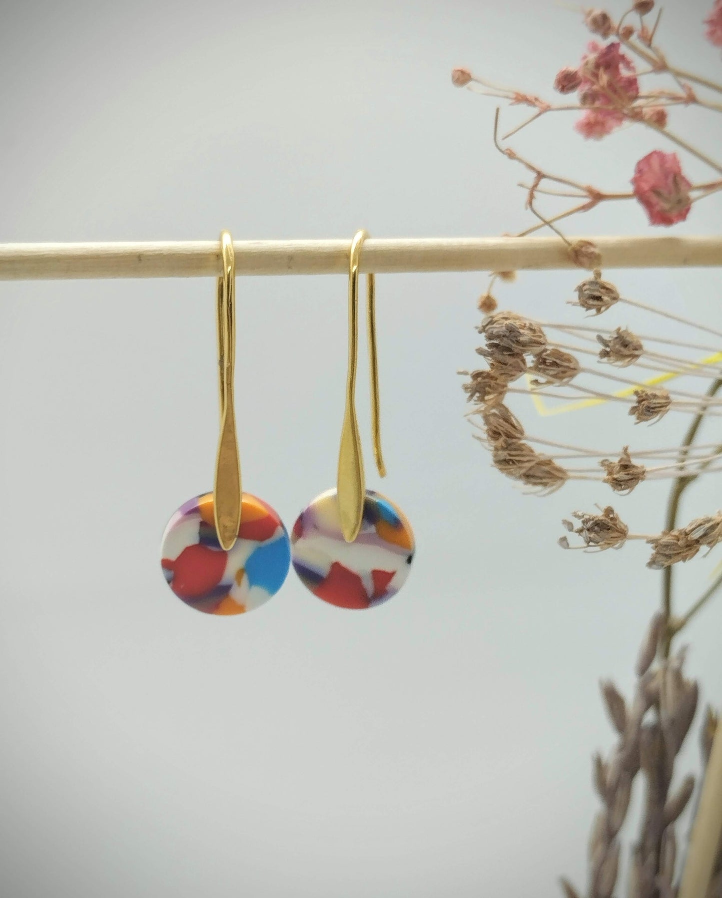 Oorbellenset Resin hangertjes haakjes Mixed color (goud - Nikkelvrij)