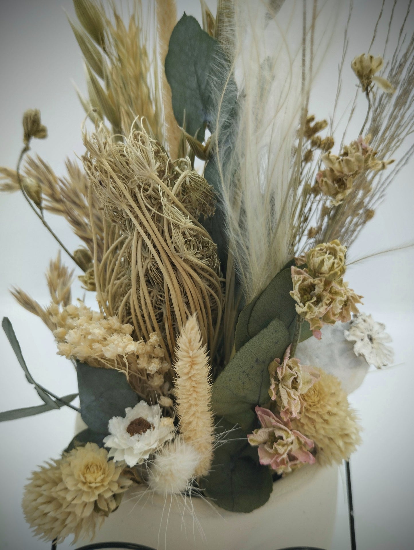 Plantenpotje met gezichtje & droogbloemetjes - Small