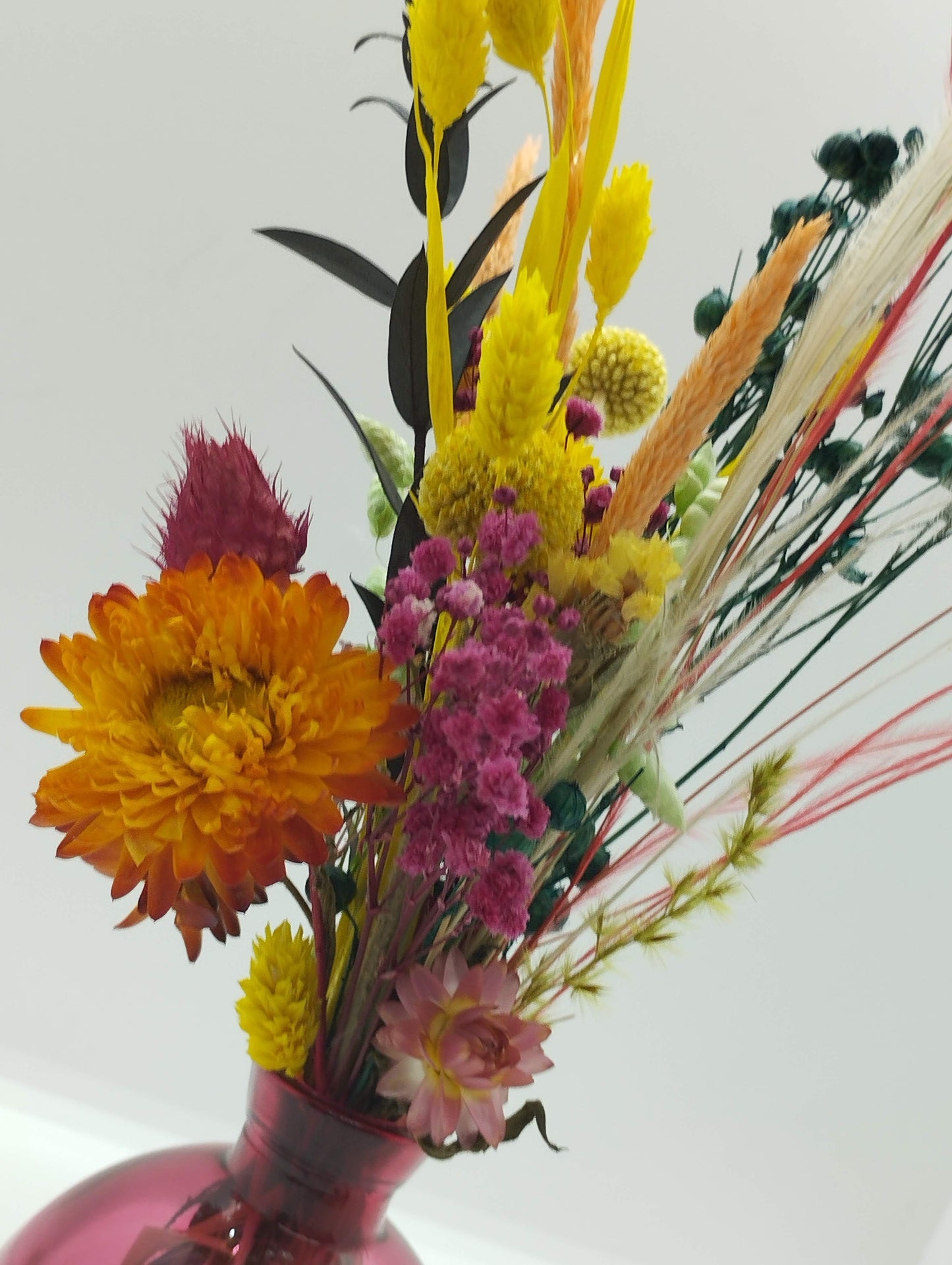Droogbloemen in kleurrijk bubble-vaasje