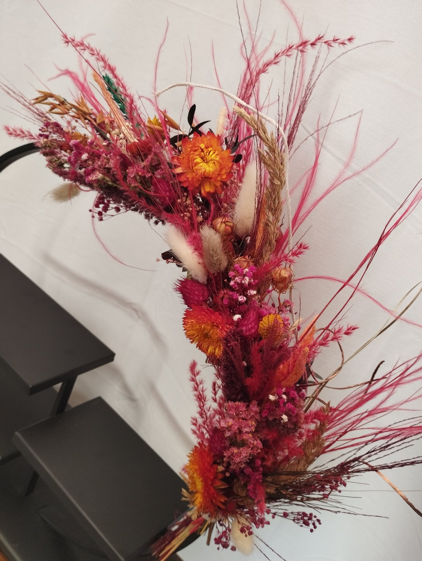 Combipakket : Decoratieve staander + vaasje met droogbloemen