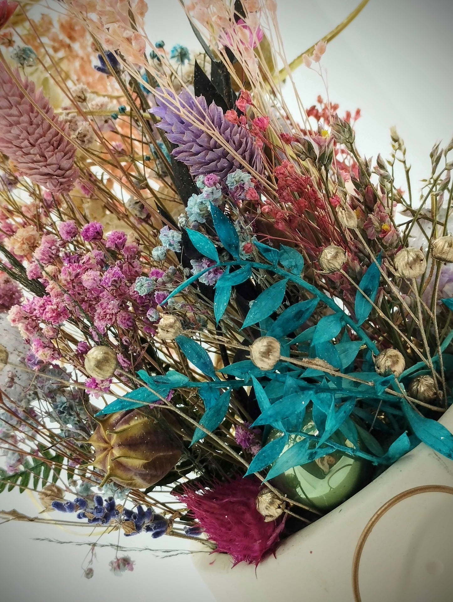 Plantenpotje met gezichtje & droogbloemetjes - Medium