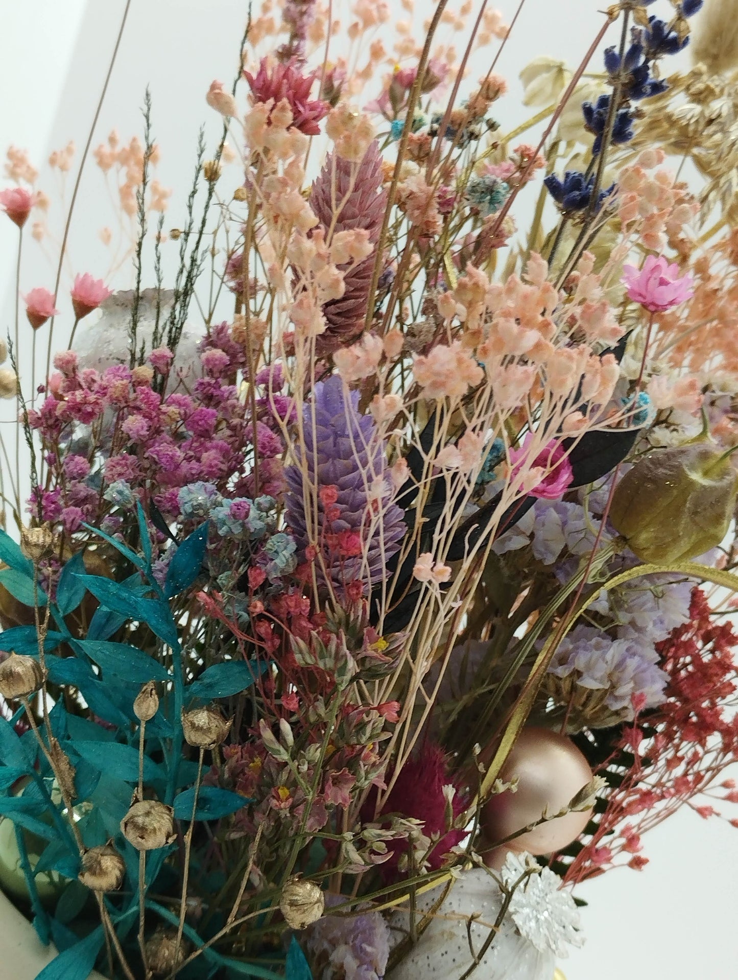 Plantenpotje met gezichtje & droogbloemetjes - Medium