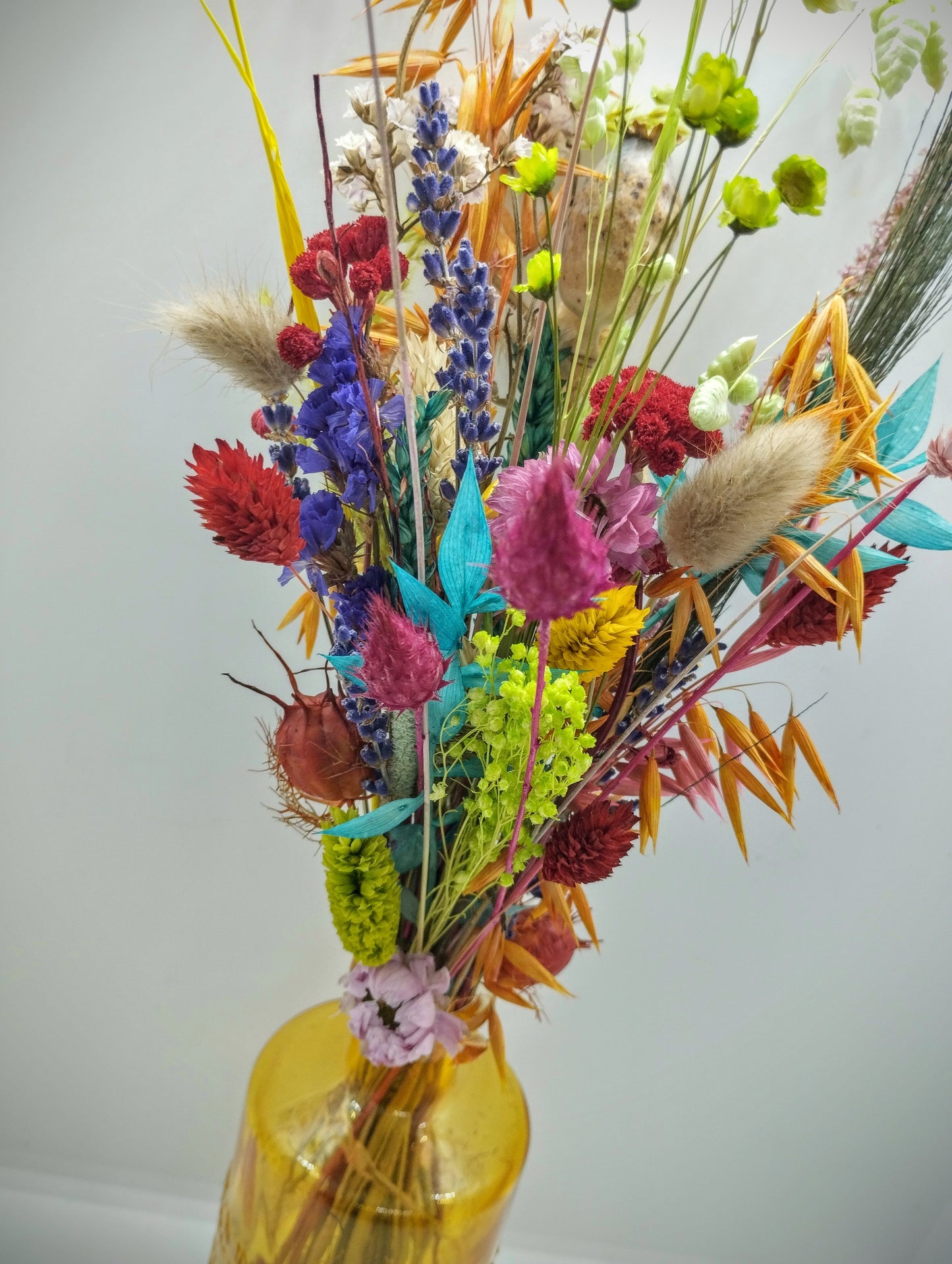 Droogbloemen in kleurrijk vaasje - KORTING wegens fout in binnenkant vaasje (niet voelbaar buitenzijde) - foto 4