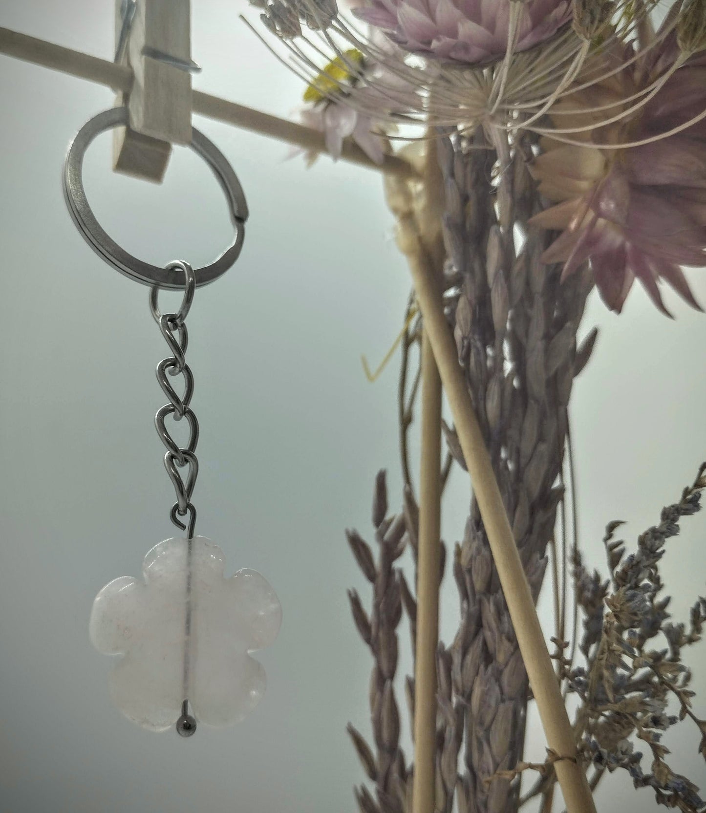 Sleutelhanger Rozenkwarts Bloemetje