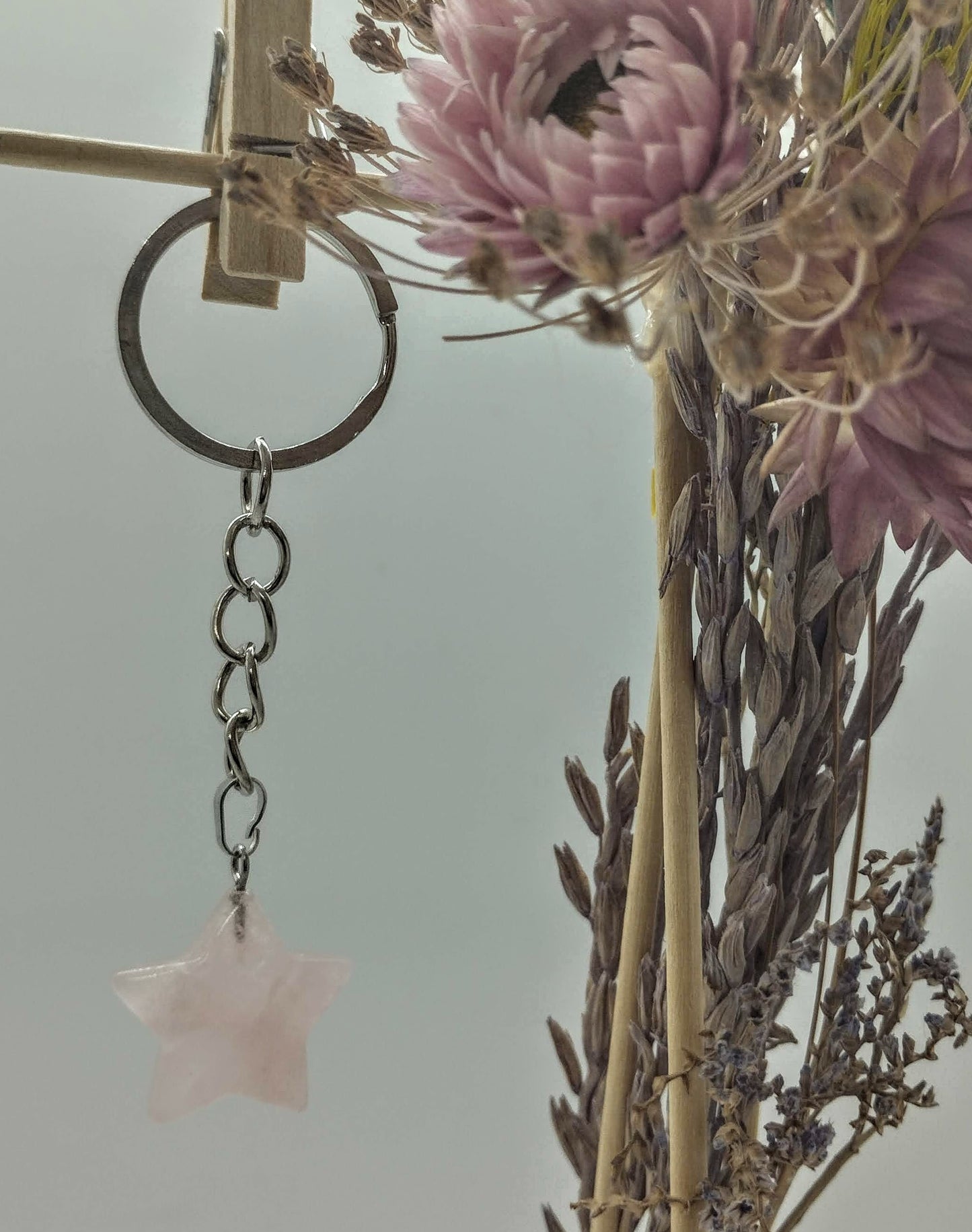 Sleutelhanger Rozenkwarts ster*