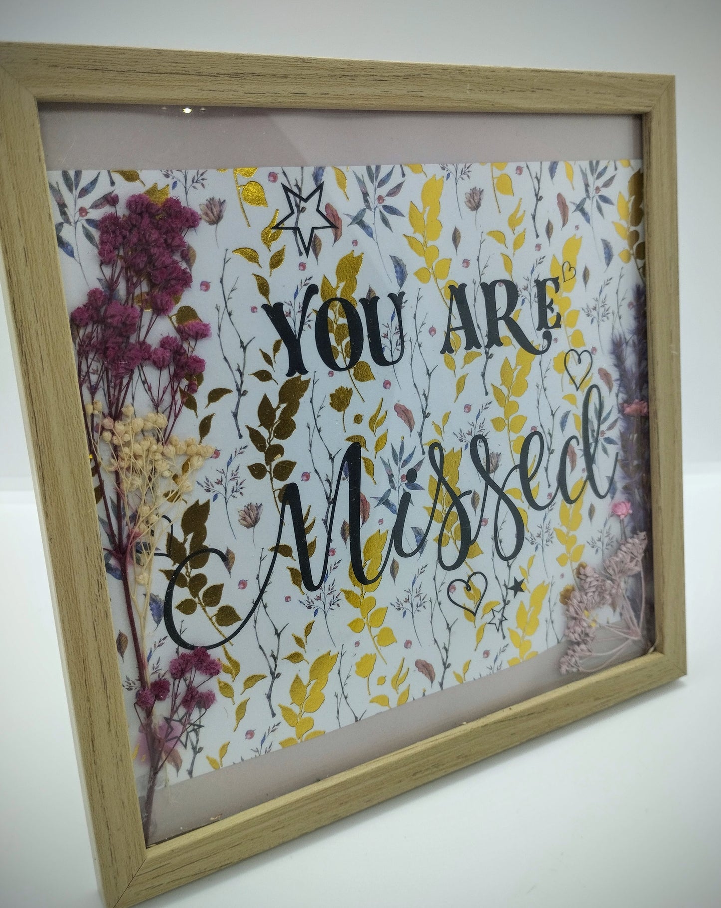 Vierkante kader met Quote en droogbloemen (medium)