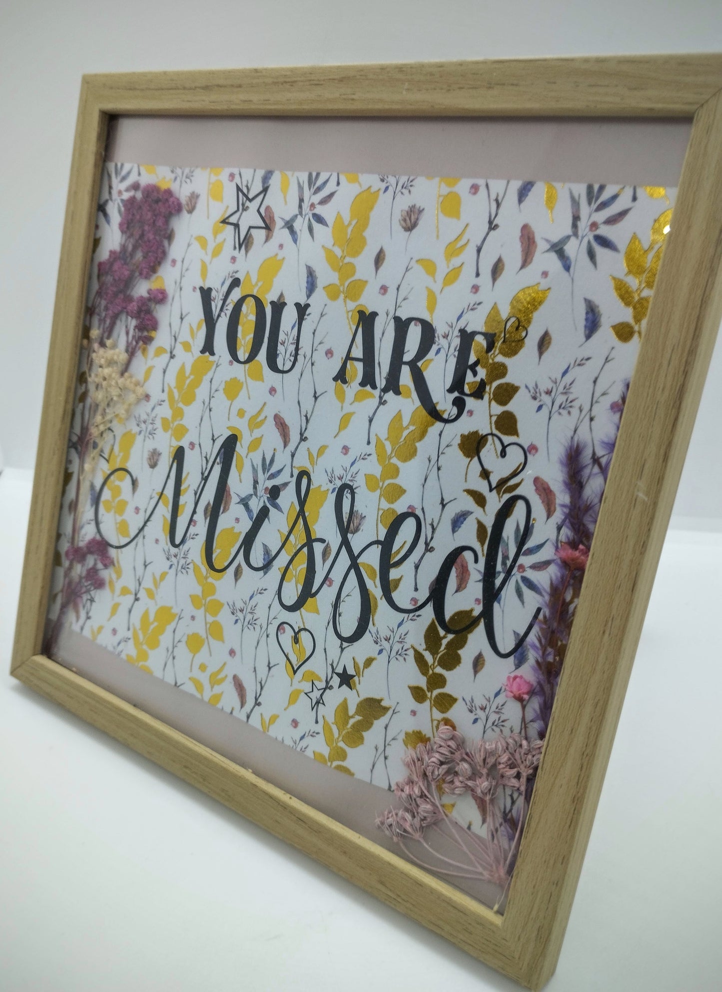 Vierkante kader met Quote en droogbloemen (medium)