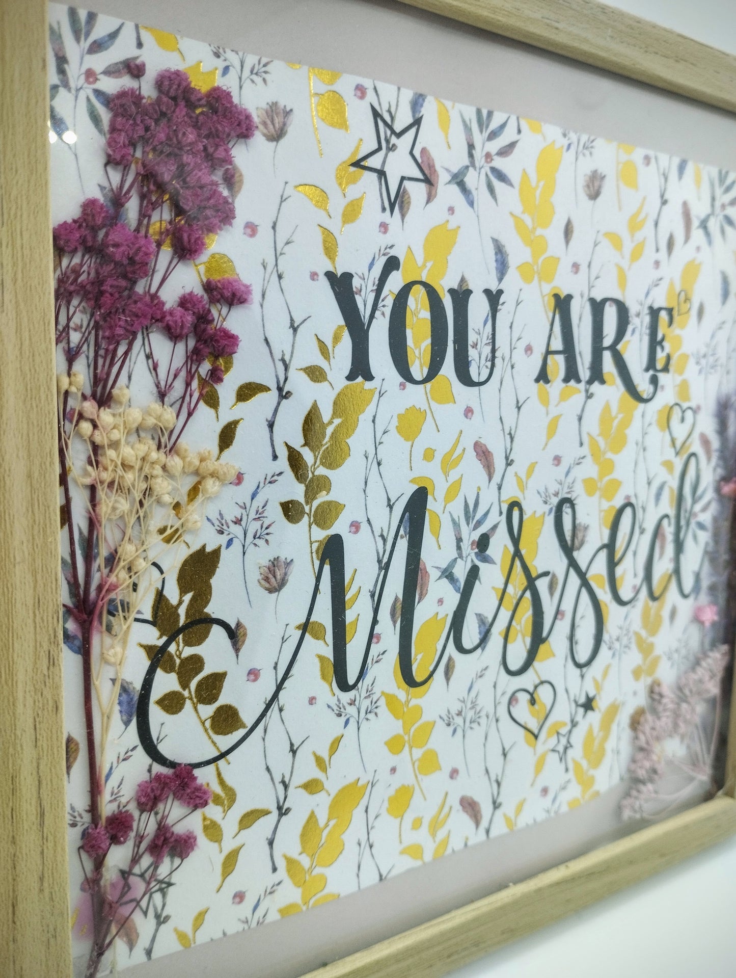 Vierkante kader met Quote en droogbloemen (medium)