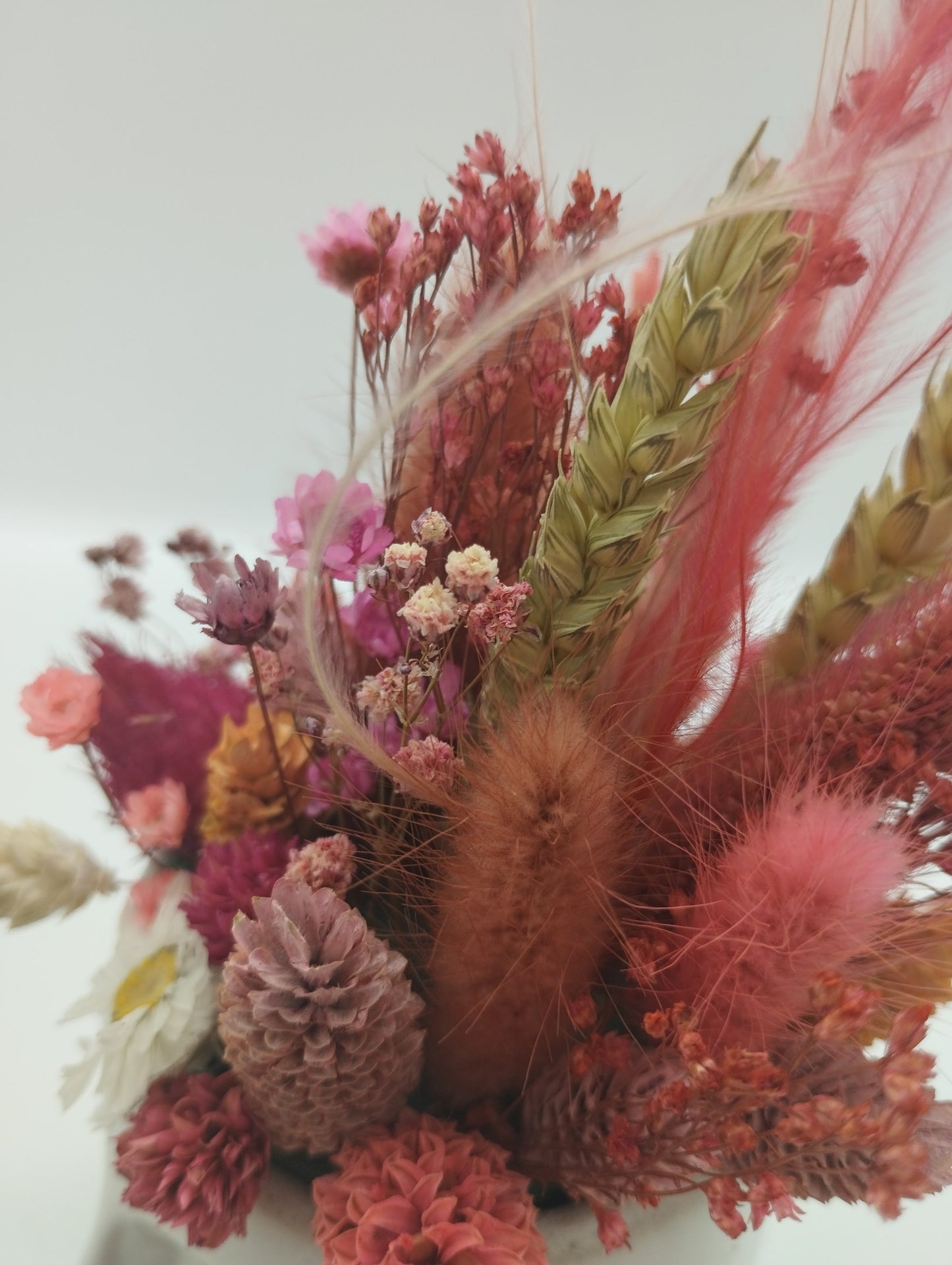 Geglazuurd Plantenpotje met gezichtje & droogbloemetjes