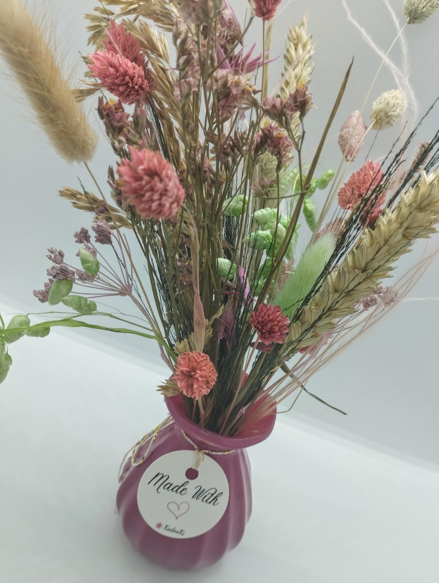 Droogbloemen in kleurrijk Porseleine vaasje