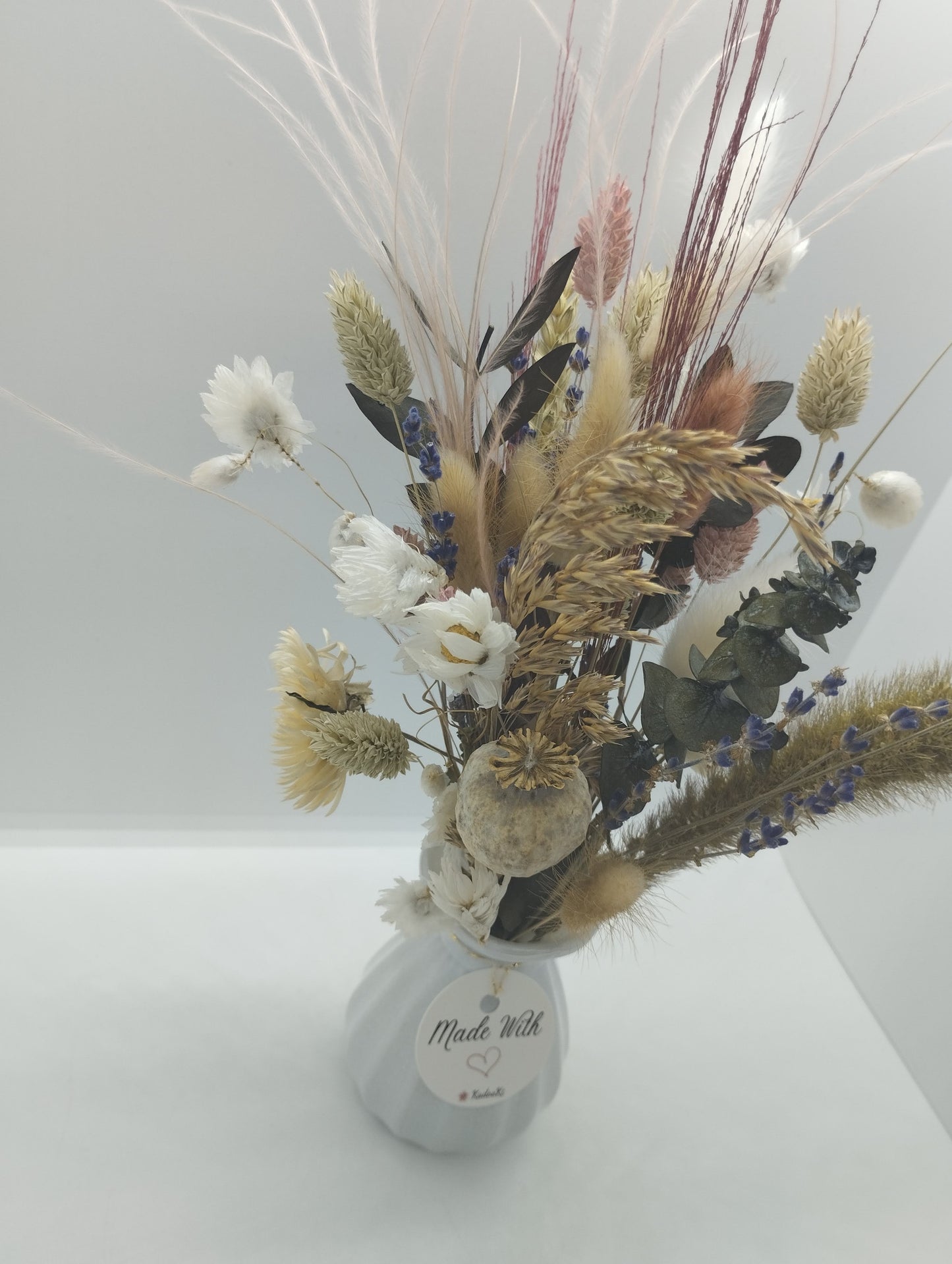Droogbloemen in kleurrijk Porseleine vaasje