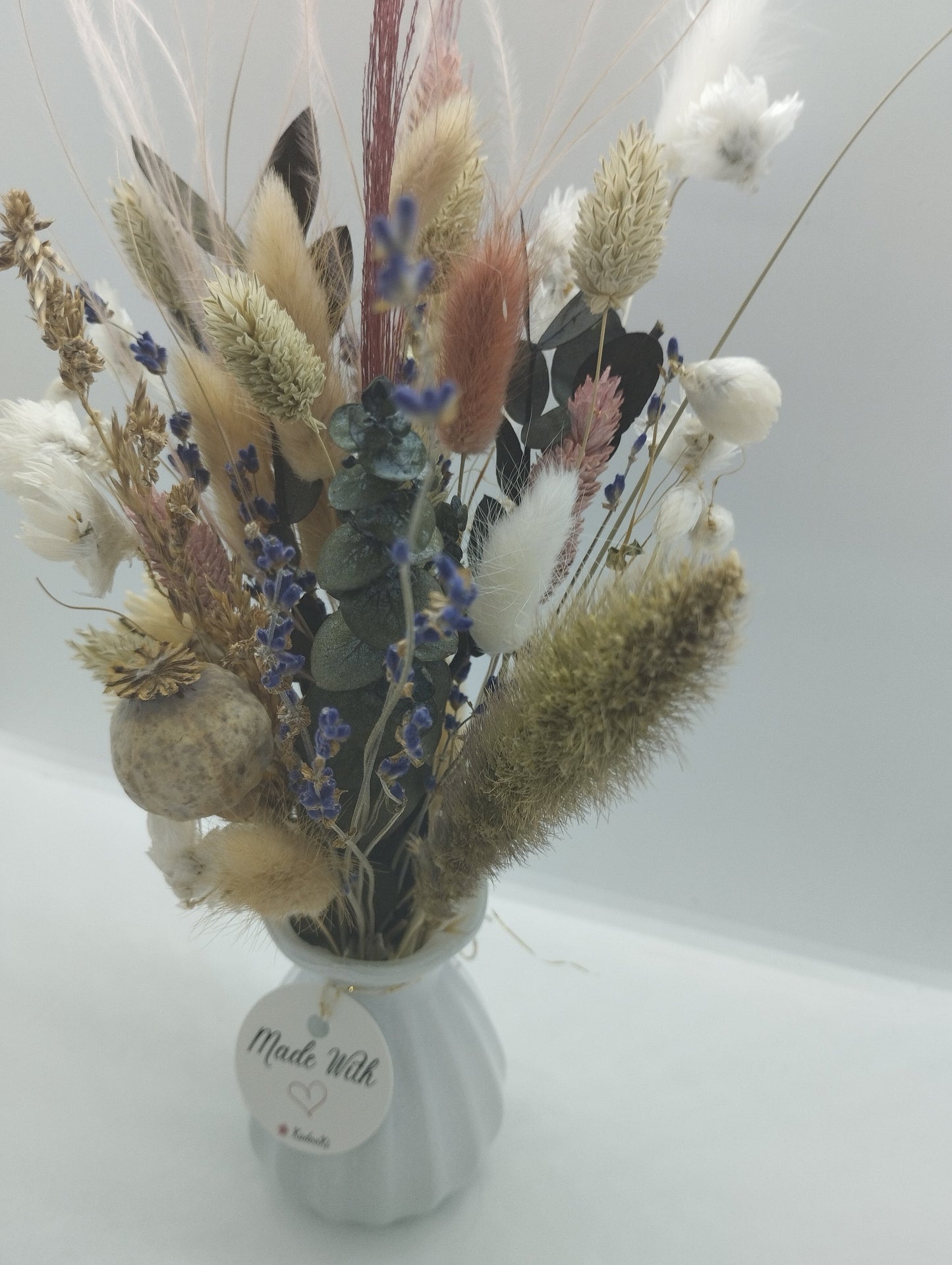 Droogbloemen in kleurrijk Porseleine vaasje