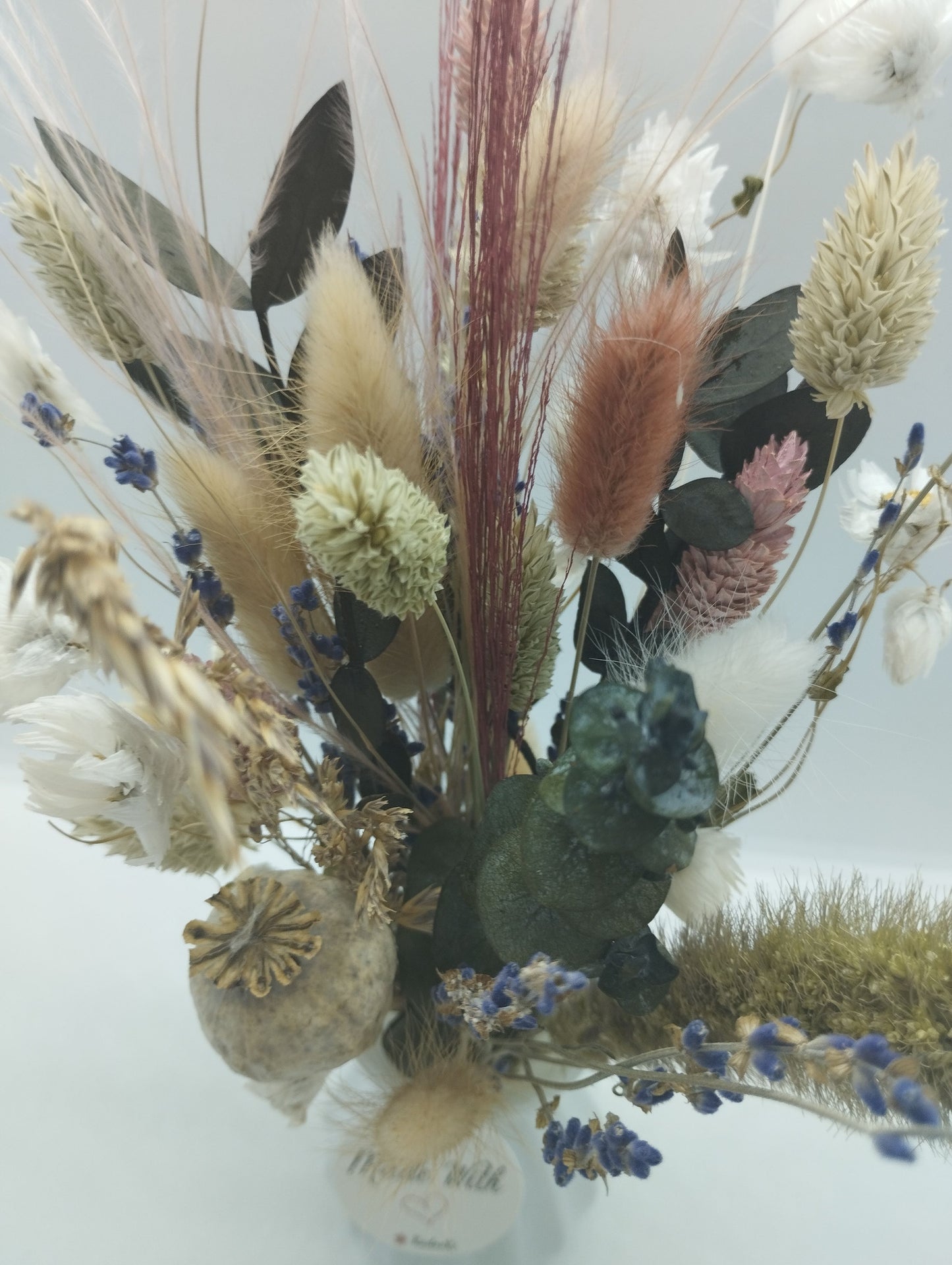 Droogbloemen in kleurrijk Porseleine vaasje