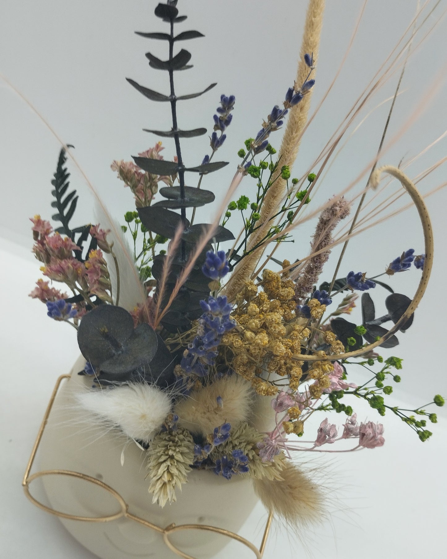 Plantenpotje met gezichtje & droogbloemetjes - Small