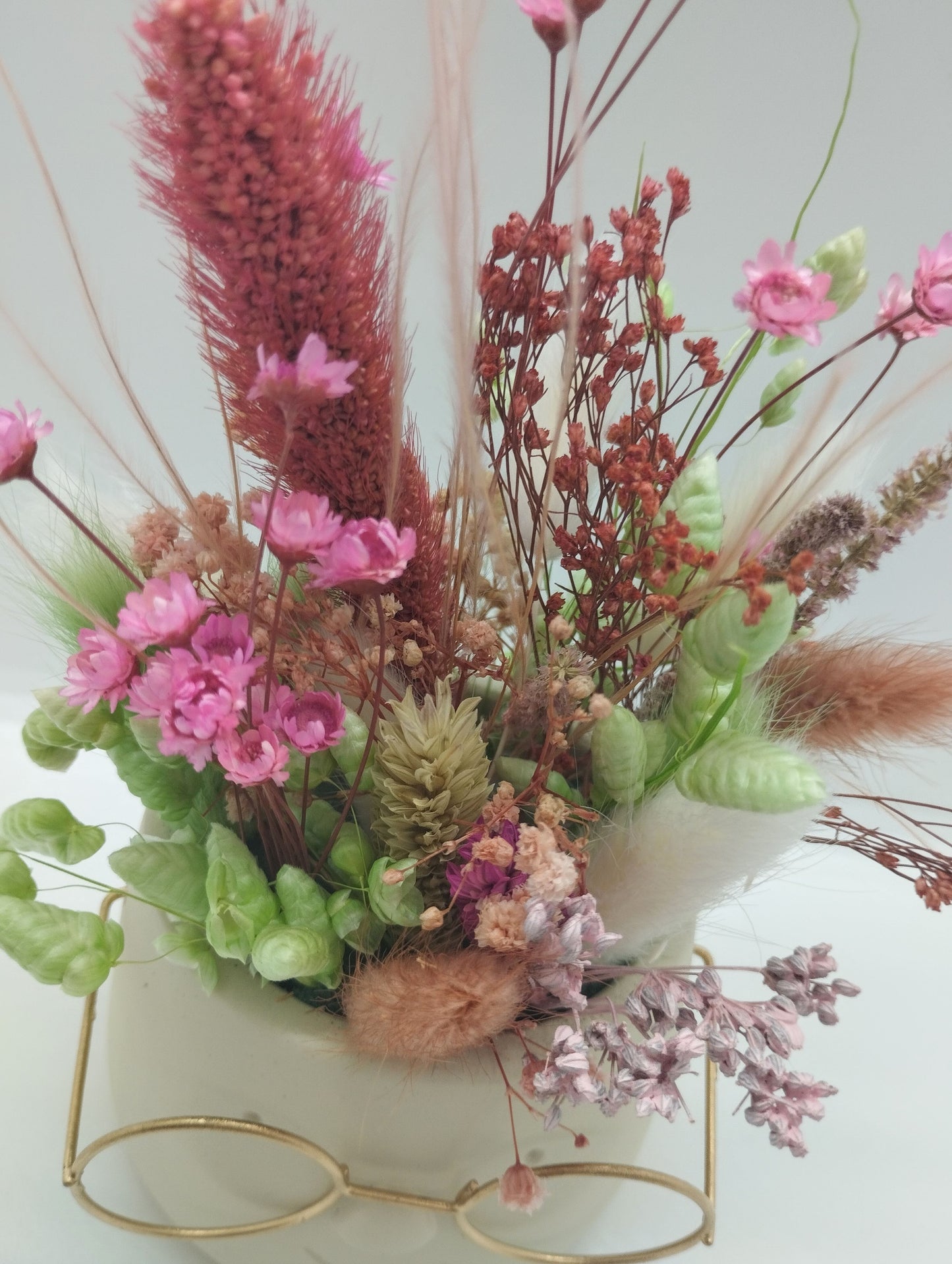 Plantenpotje met gezichtje & droogbloemetjes - Small