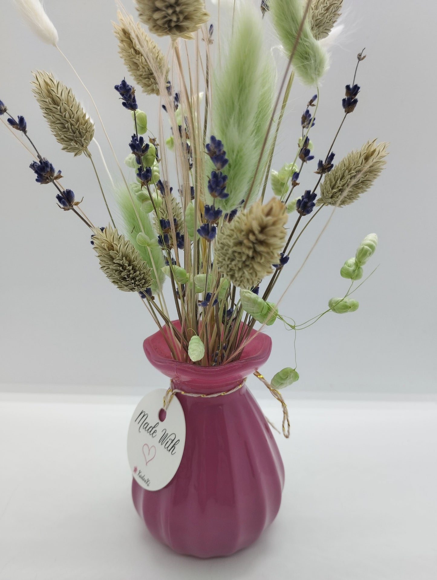 Droogbloemen in kleurrijk Porseleine vaasje