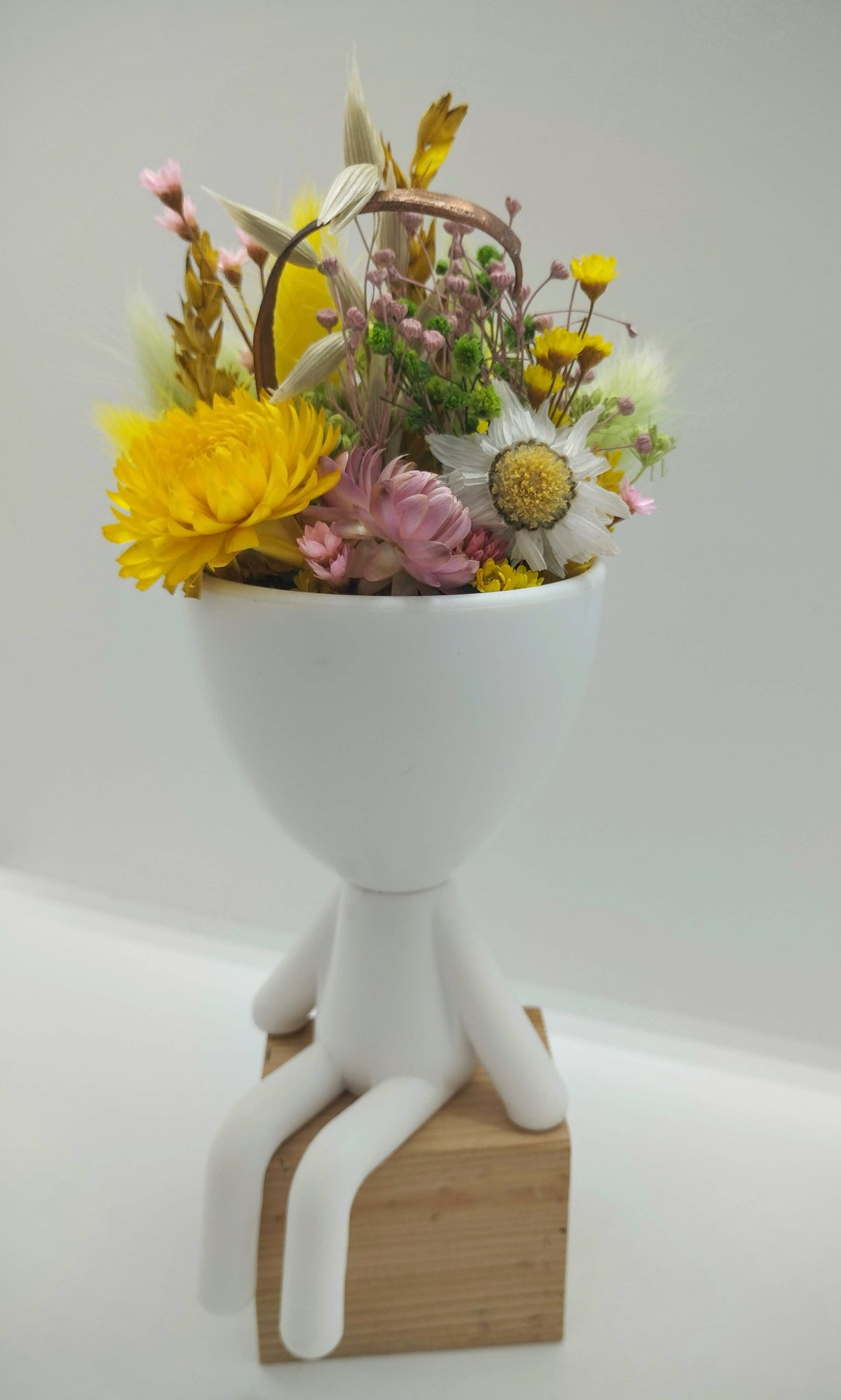 Plantenpotje mannetje met droogbloemen