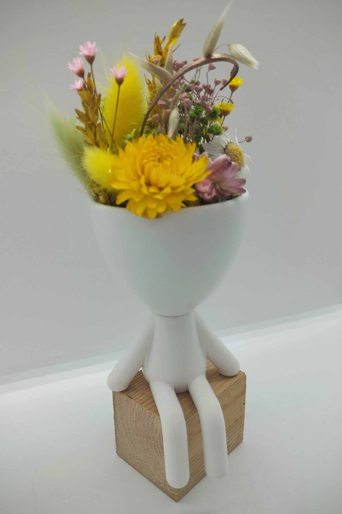 Plantenpotje mannetje met droogbloemen