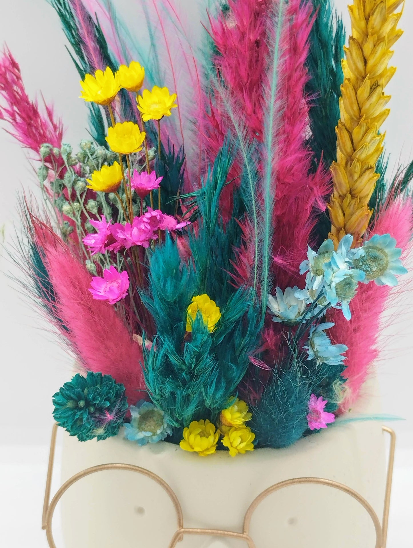 Plantenpotje met gezichtje & droogbloemetjes - Small