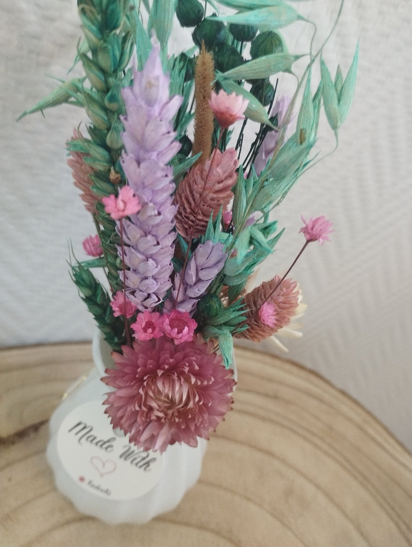 Droogbloemen in kleurrijk Porseleine vaasje