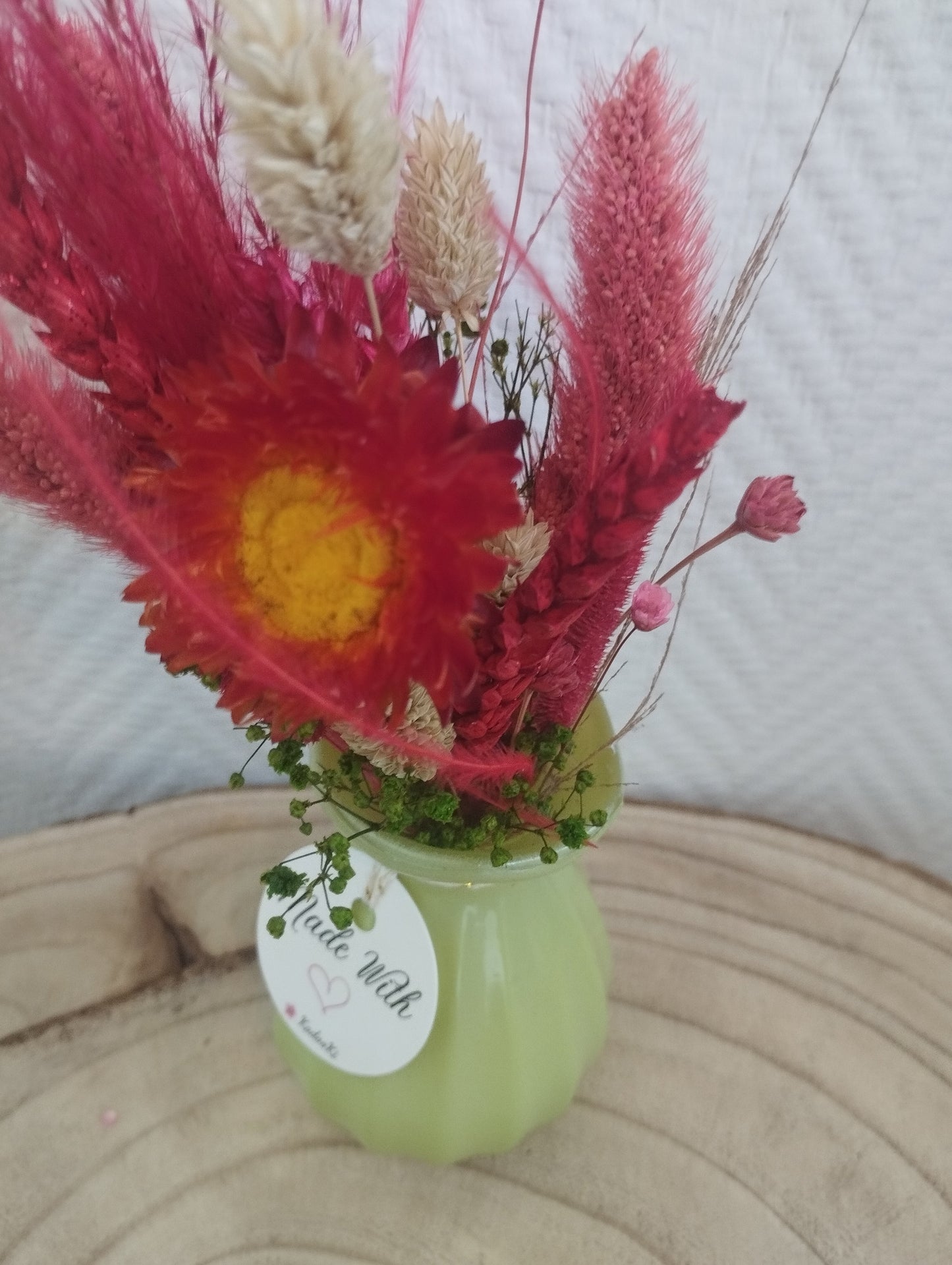 Droogbloemen in kleurrijk Porseleine vaasje