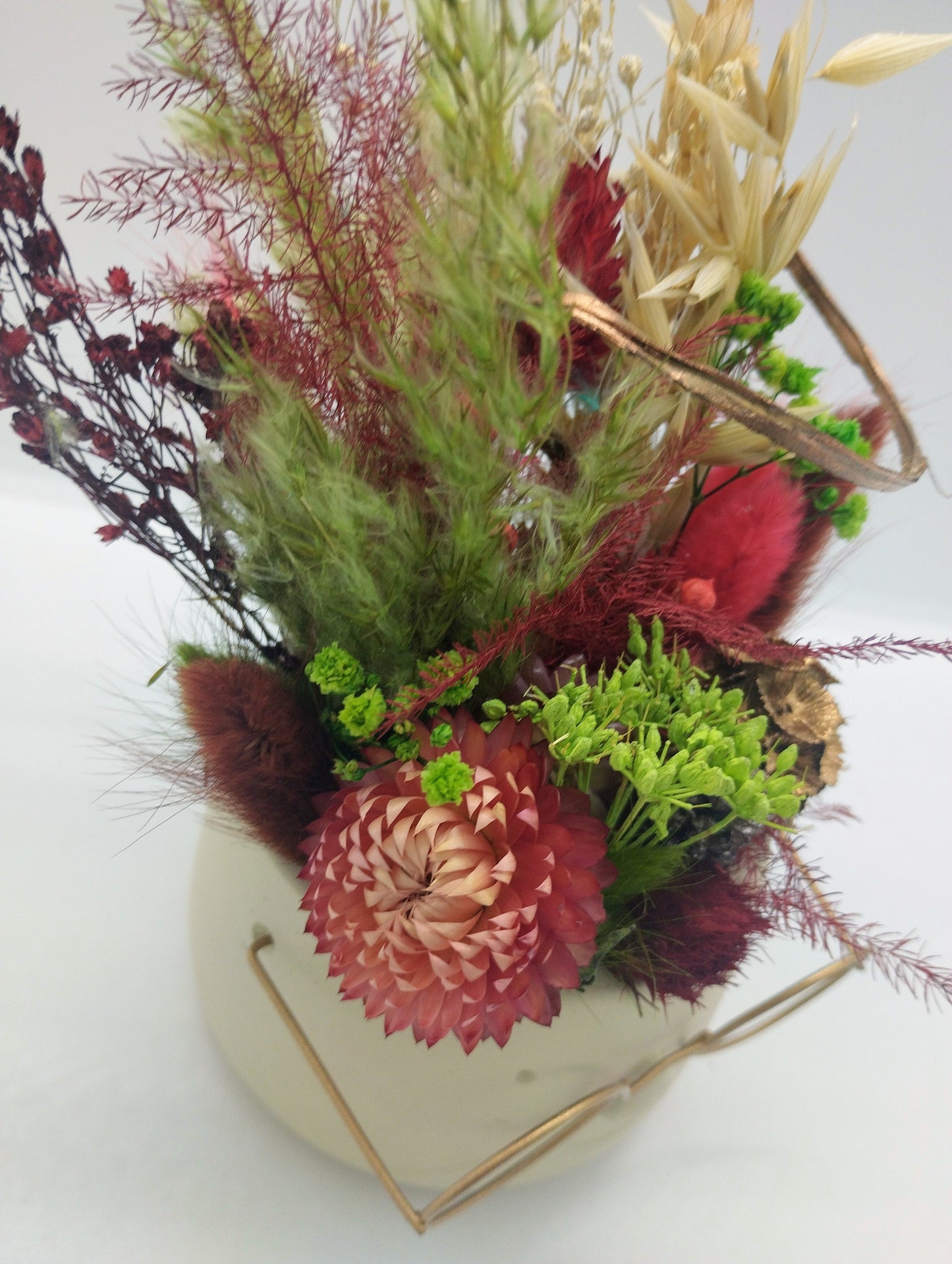 Plantenpotje met gezichtje & droogbloemetjes - Small