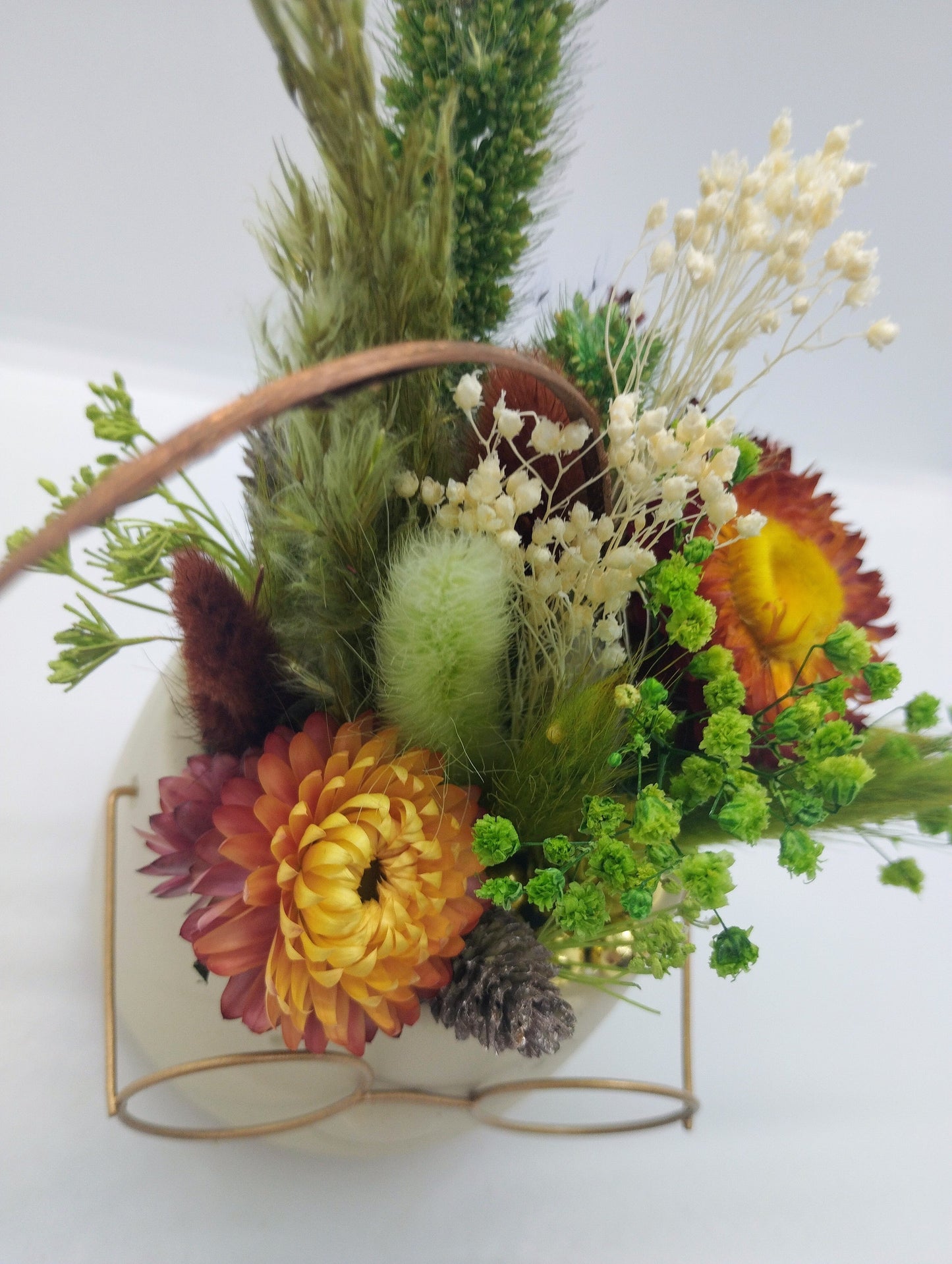 Plantenpotje met gezichtje & droogbloemetjes - Small