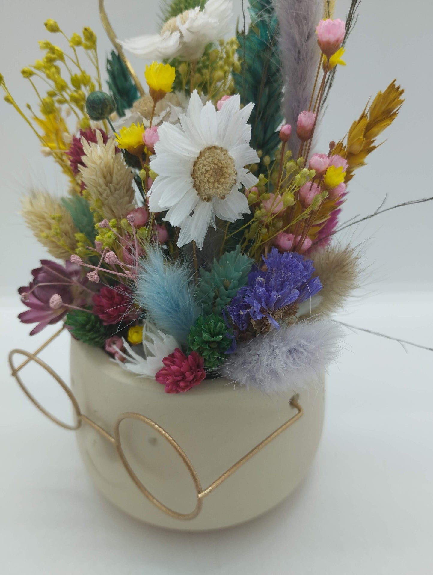 Plantenpotje met gezichtje & droogbloemetjes - Small