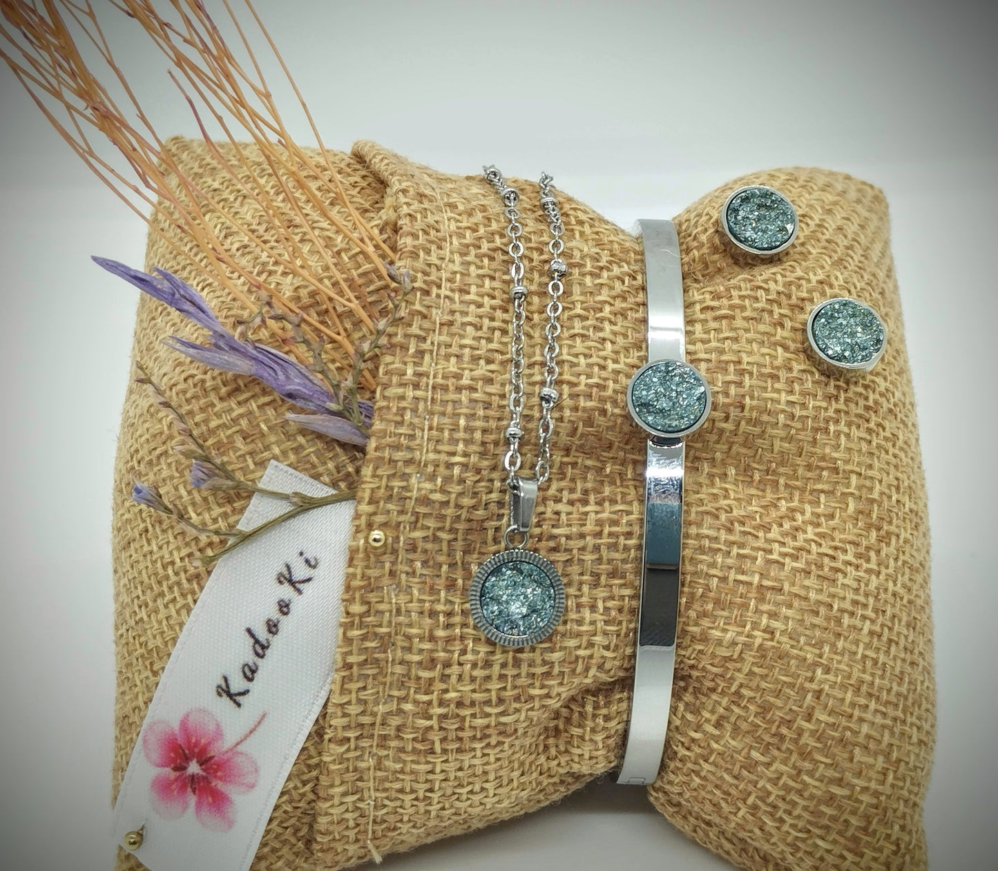 Juwelen set Ketting, armband & oorbelletjes Eaton Blue polaris (Zilver RVS)