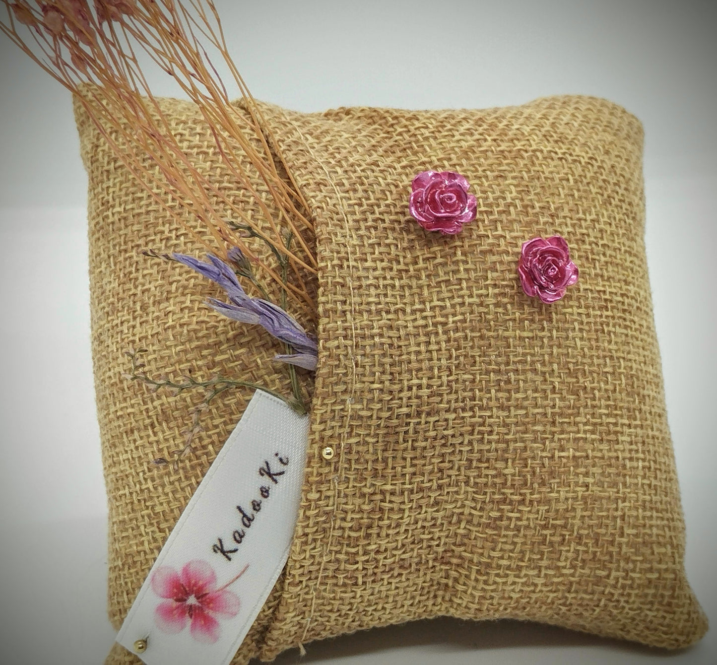 Oorbellenset Fuchsia Pearl Shine Roosjes - hangertjes (Zilver/RVS)