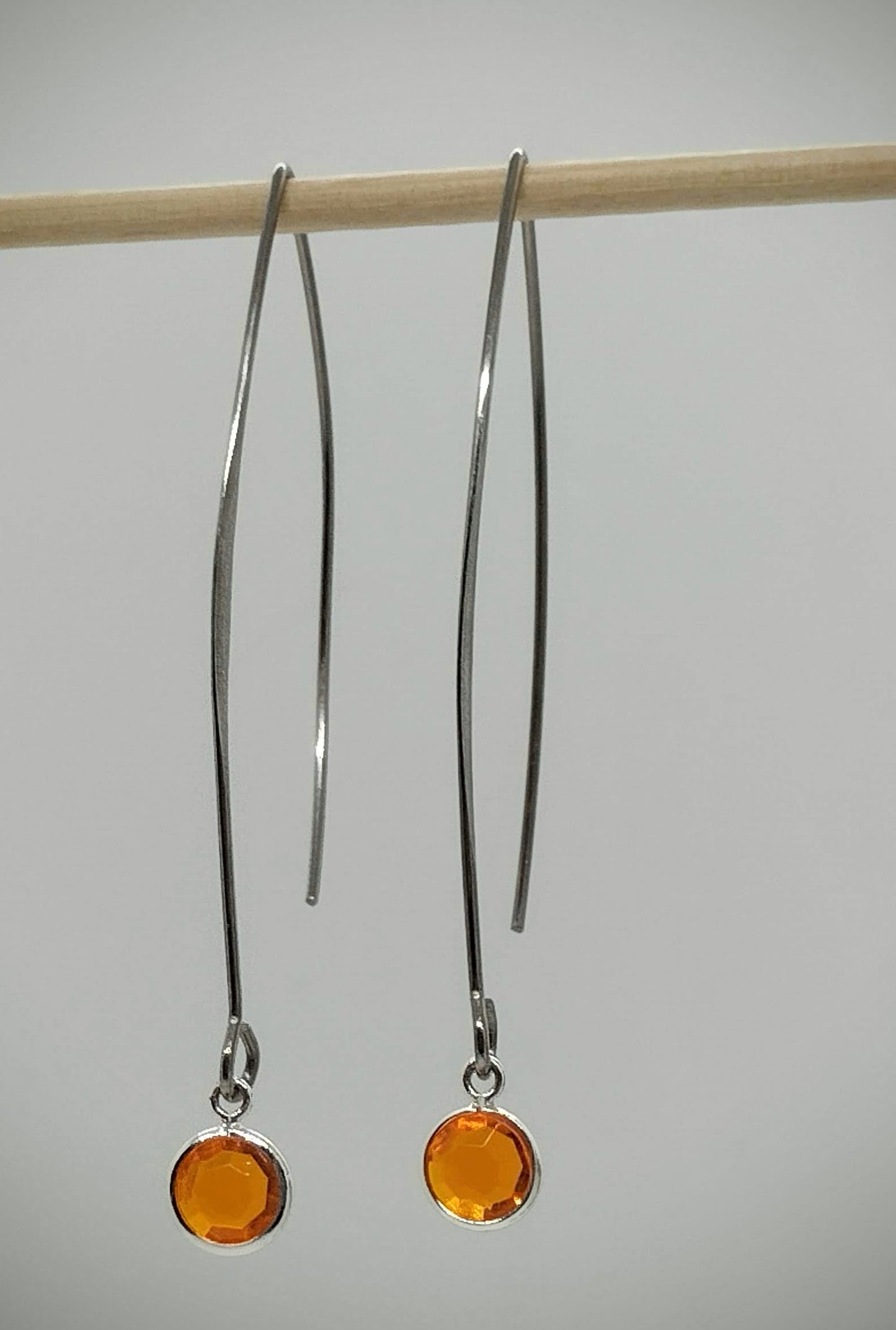 Oorbellenset Crystal Glass Orange - Hanger (Zilver - Nikkelvrij)