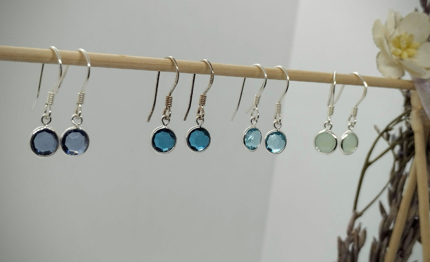 Oorbellenset - Crystal Glass - hangertjes (Zilver/RVS)