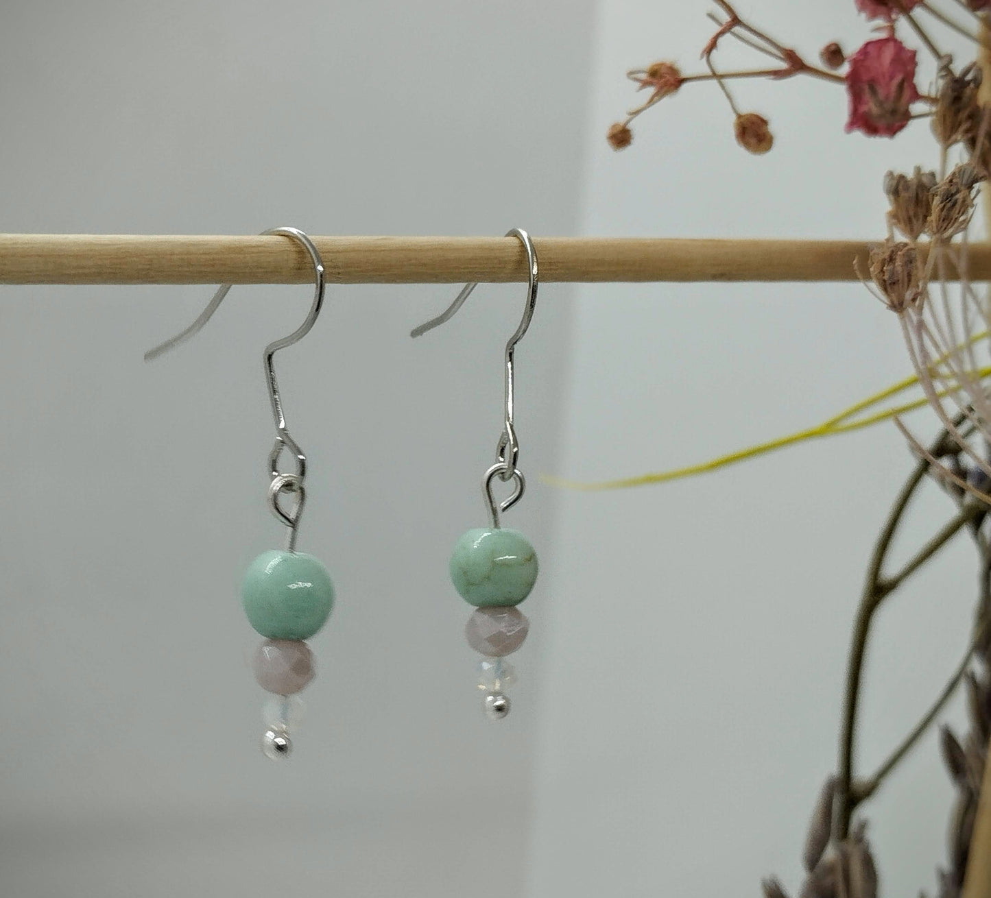 Oorbellenset Keramiek & Shiny Facet kraaltjes pastel- Hangertjes (Zilver - Nikkelvrij)