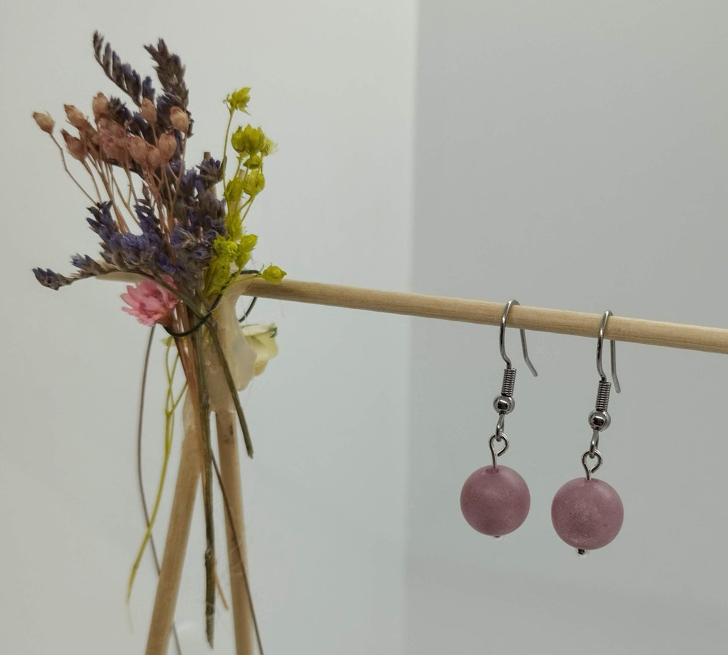 Oorbellenset Purple Orchid - hangertjes (RVS-zilver)
