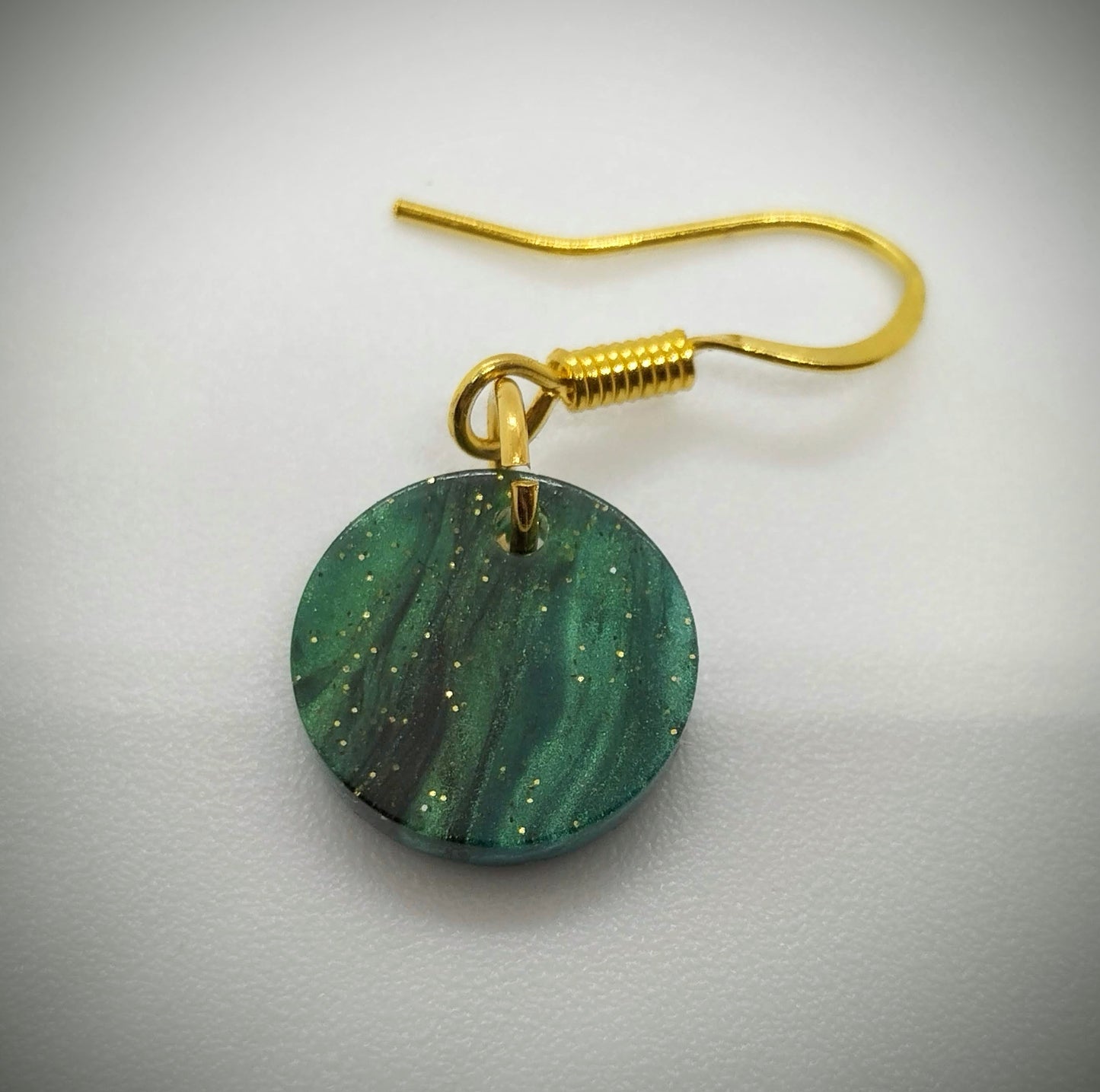 Oorbellenset Resin hangertjes Rond Ocean Green (Goud- Nikkelvrij)