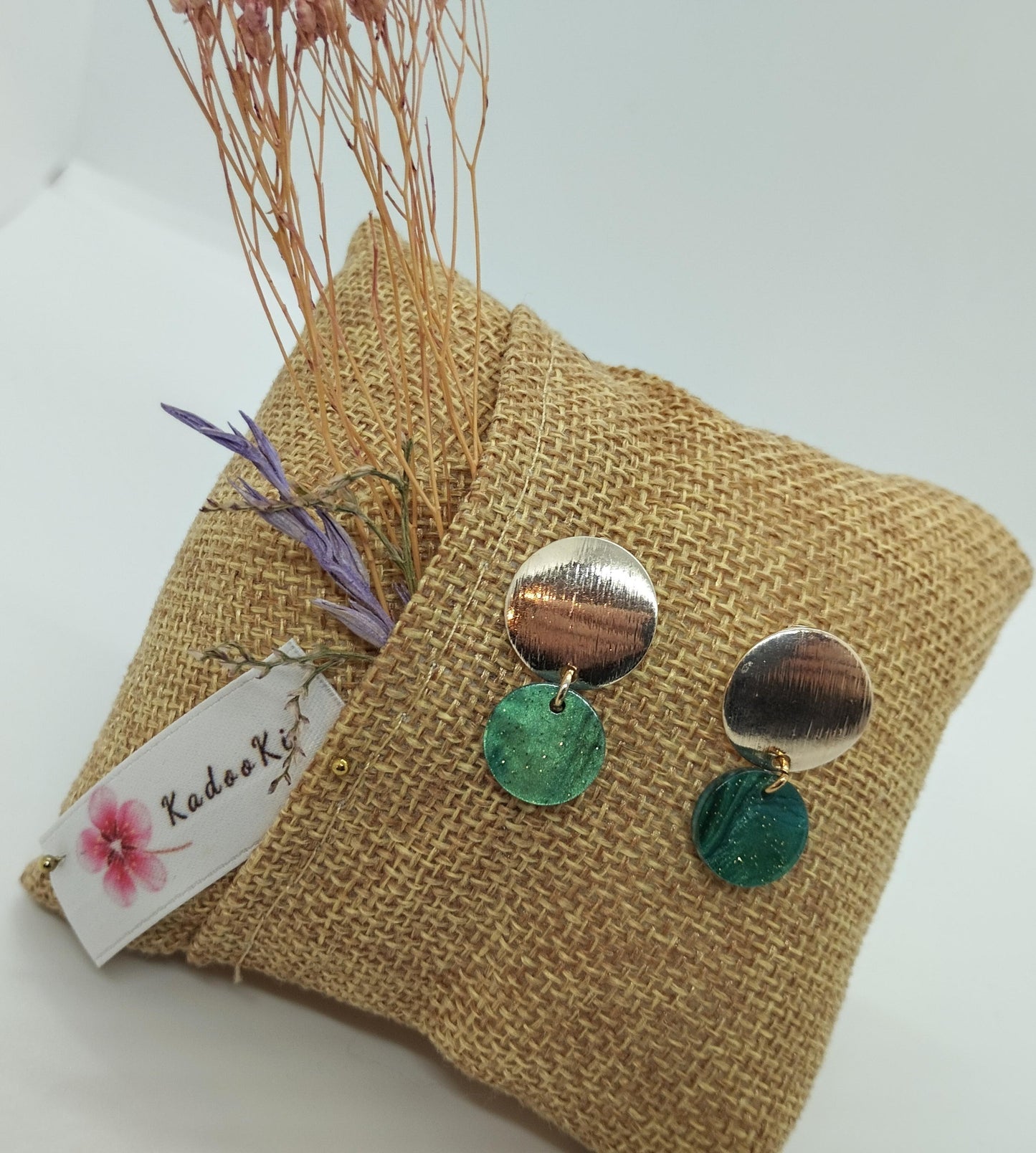 Oorbellenset Resin hangertjes Rond Ocean Green (Rose- Nikkelvrij)