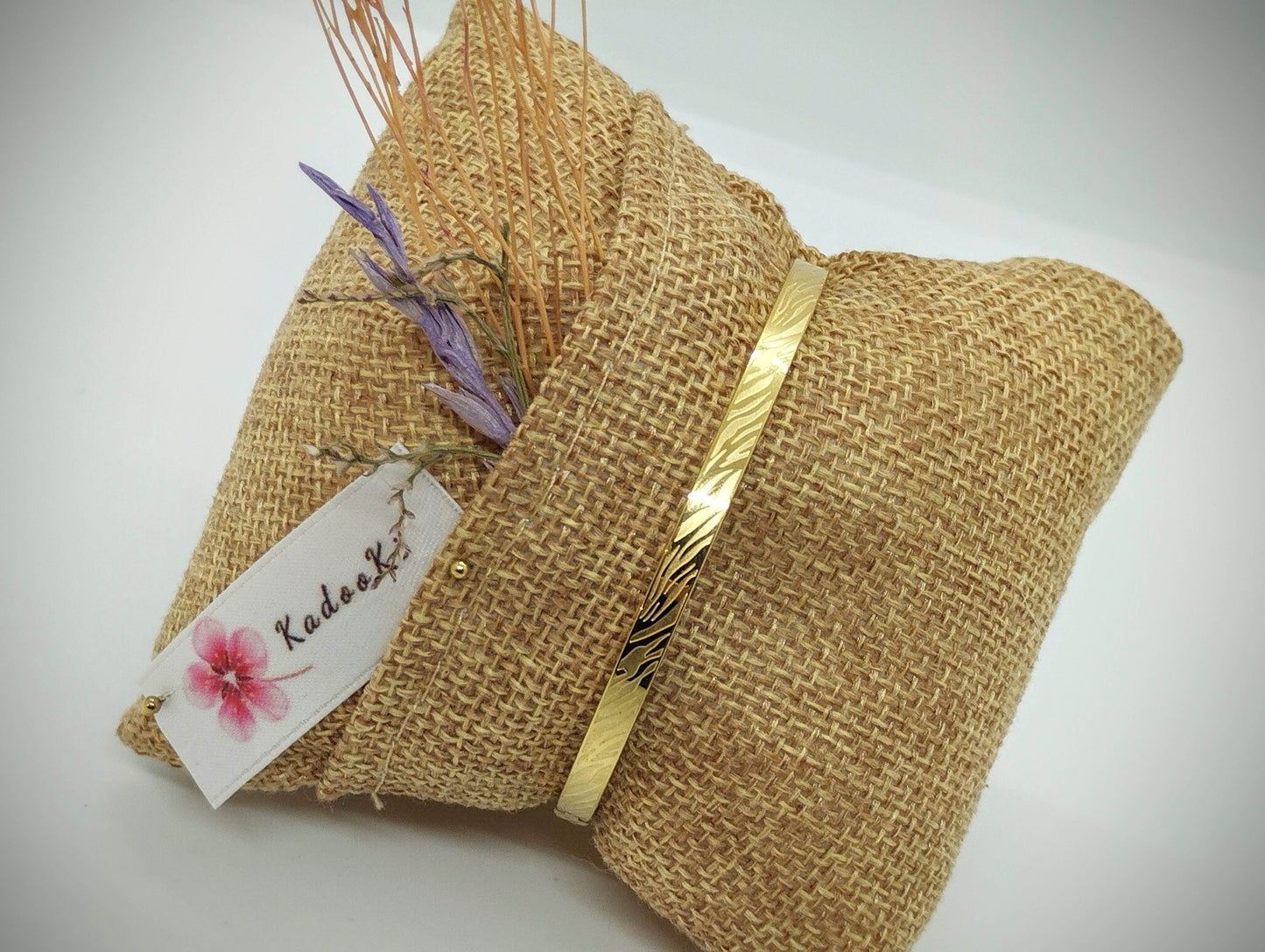 Armband (goud RVS) met zebraprint (vaste kliksluiting)