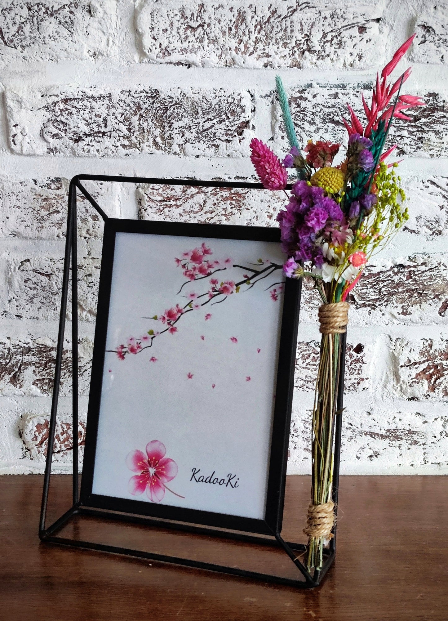 Decoratieve rechthoekige Fotokader met droogbloemen