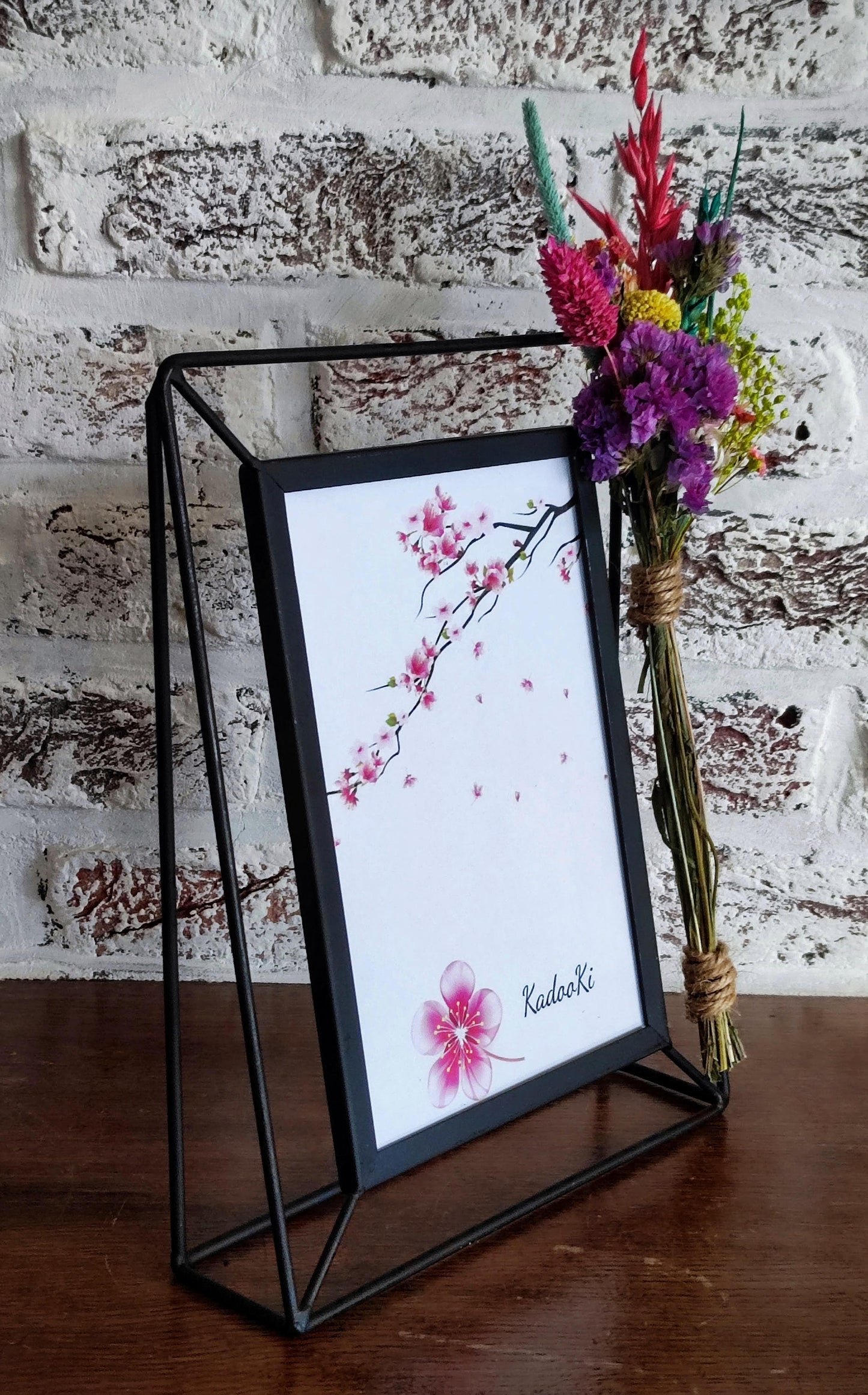 Decoratieve rechthoekige Fotokader met droogbloemen