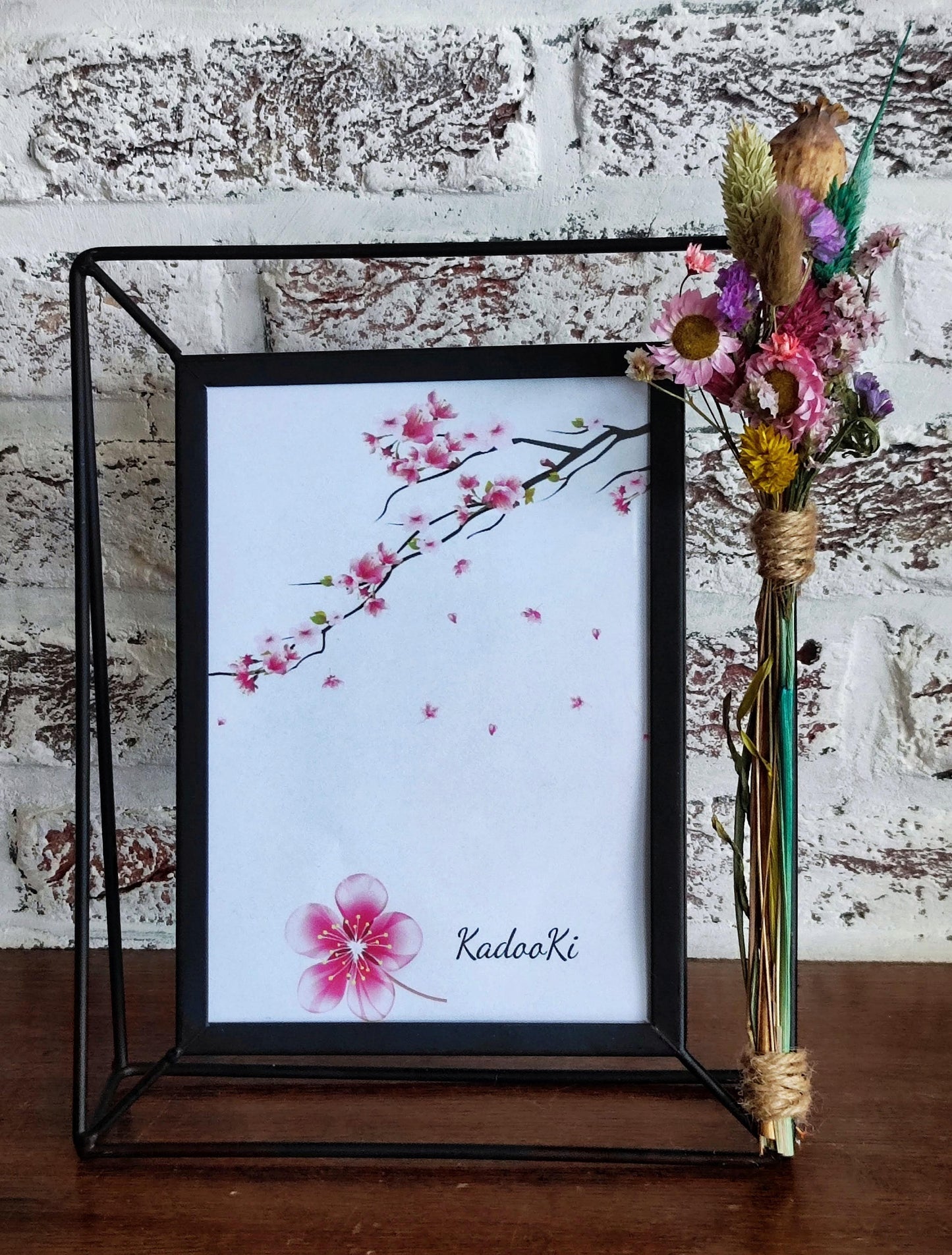 Decoratieve rechthoekige Fotokader met droogbloemen