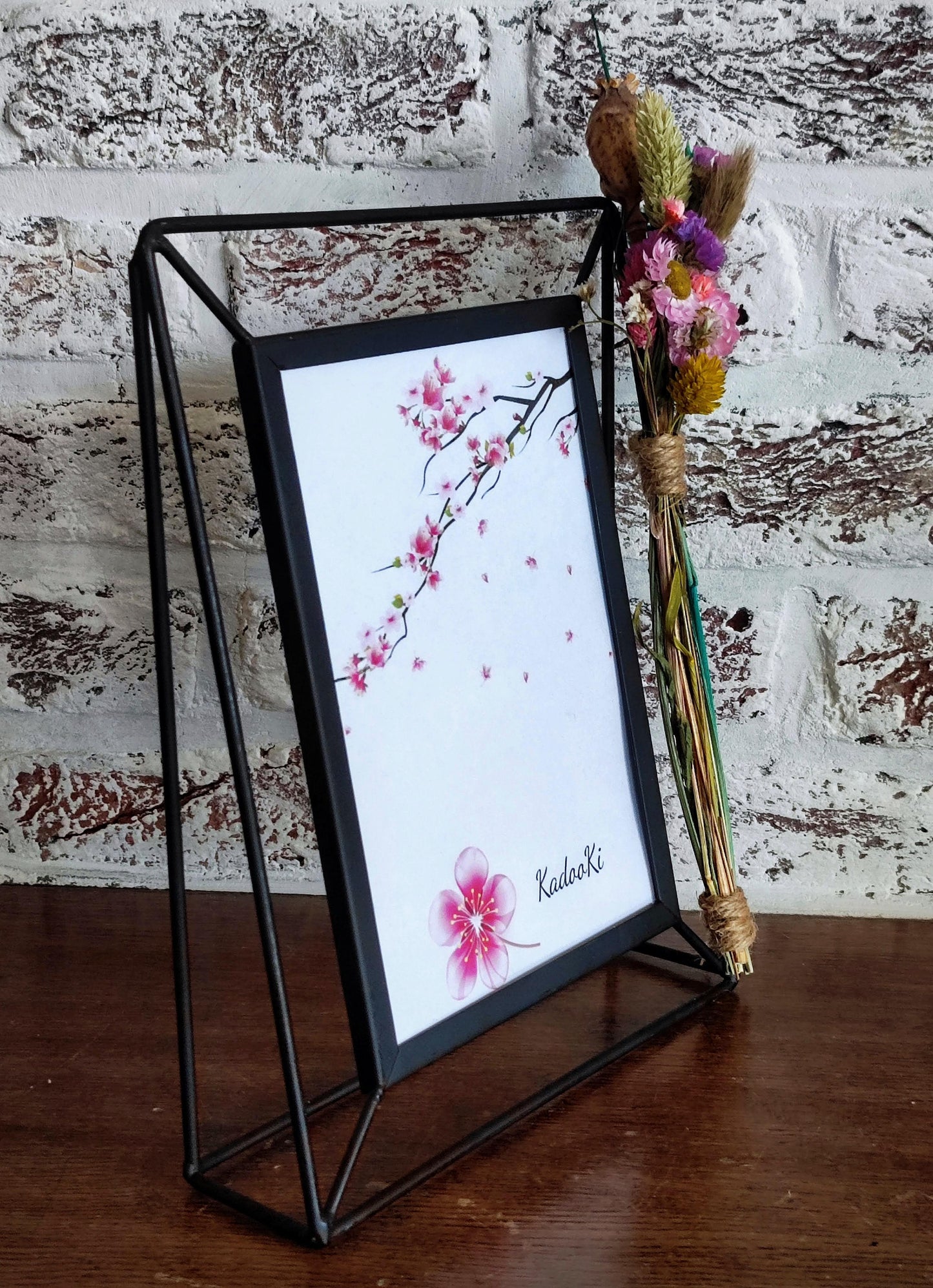 Decoratieve rechthoekige Fotokader met droogbloemen