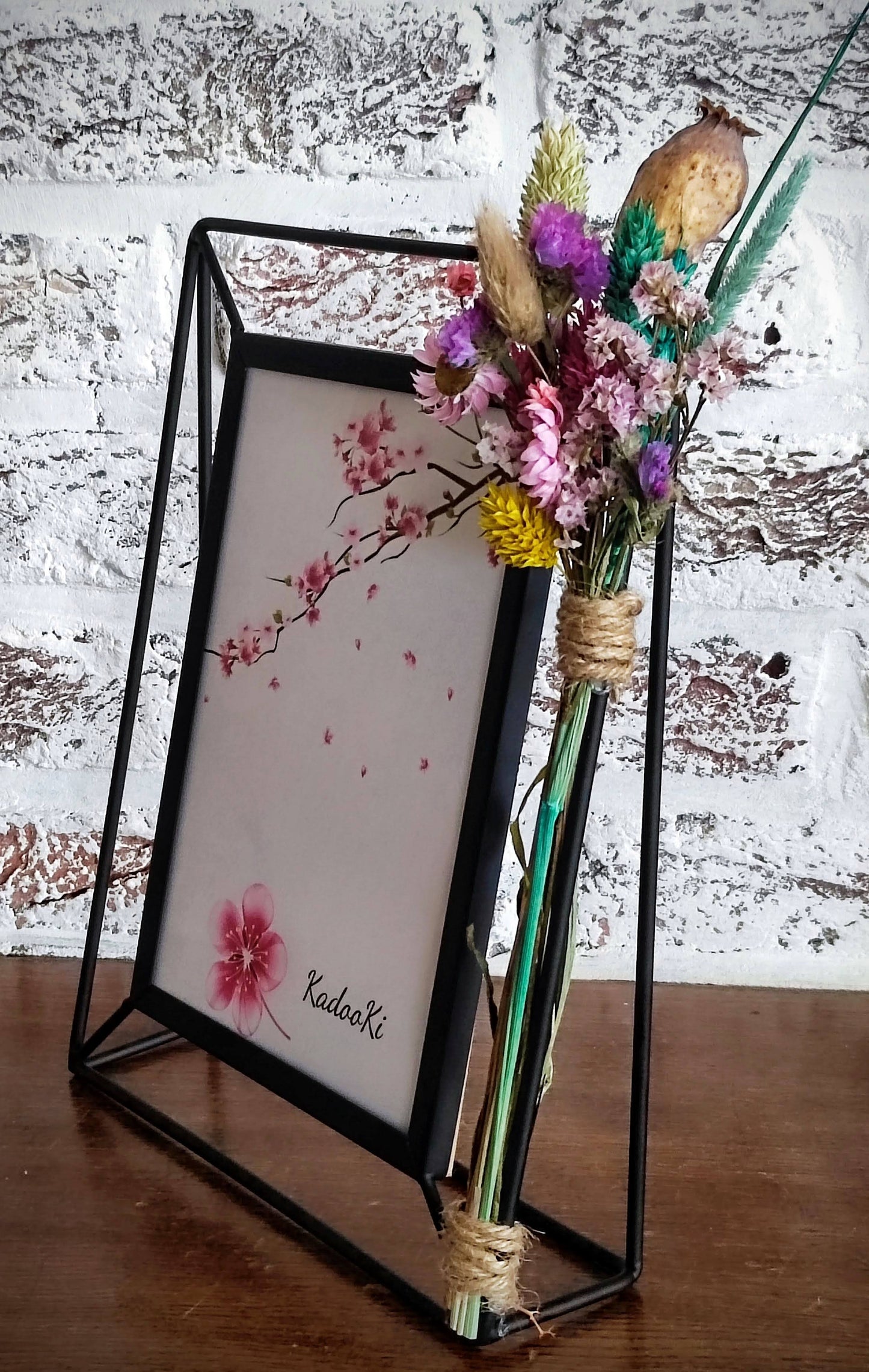 Decoratieve rechthoekige Fotokader met droogbloemen