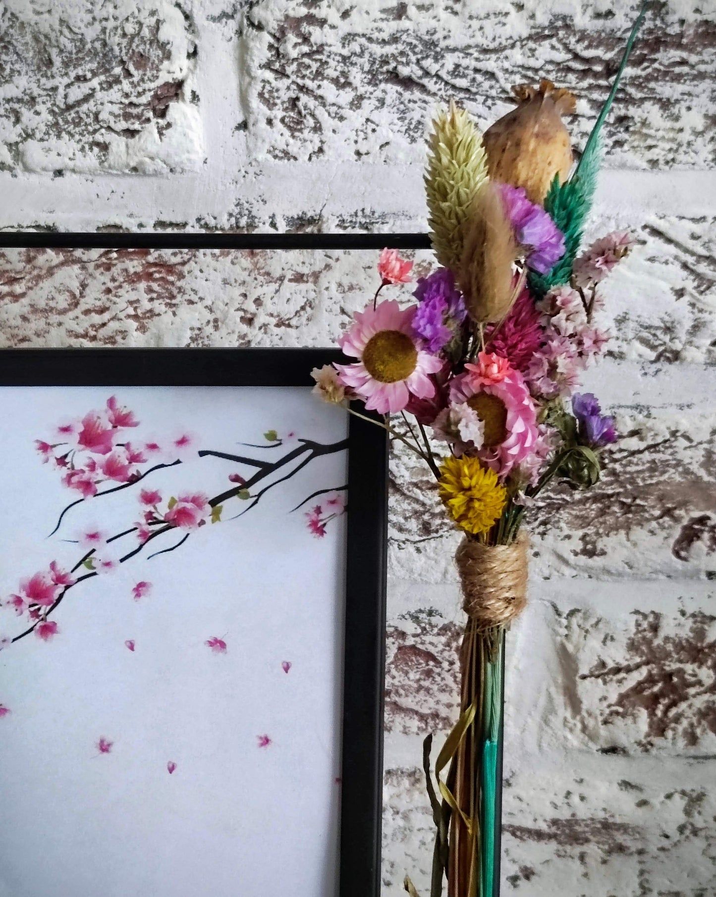 Decoratieve rechthoekige Fotokader met droogbloemen