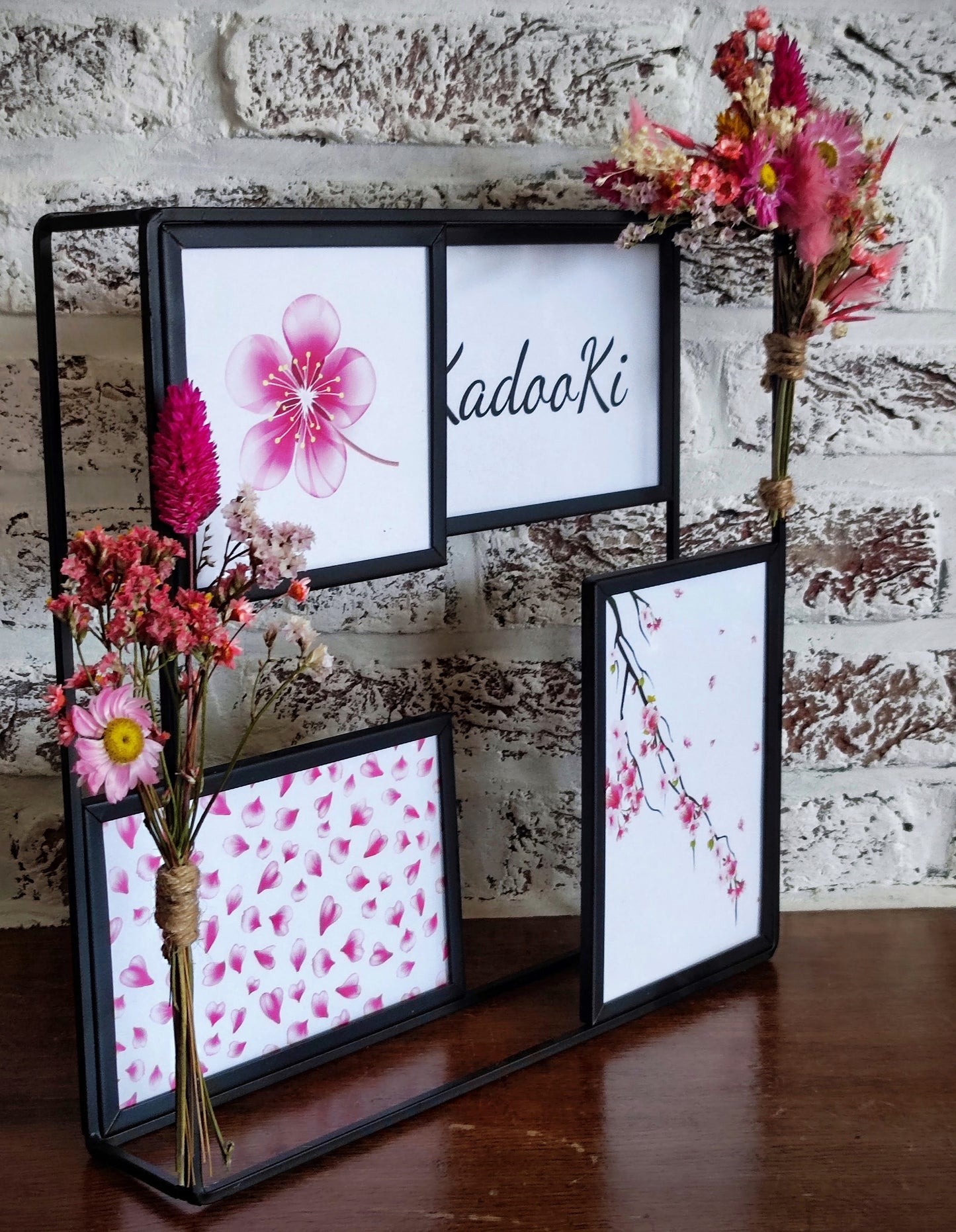 Decoratieve vierkante Fotokader met droogbloemen