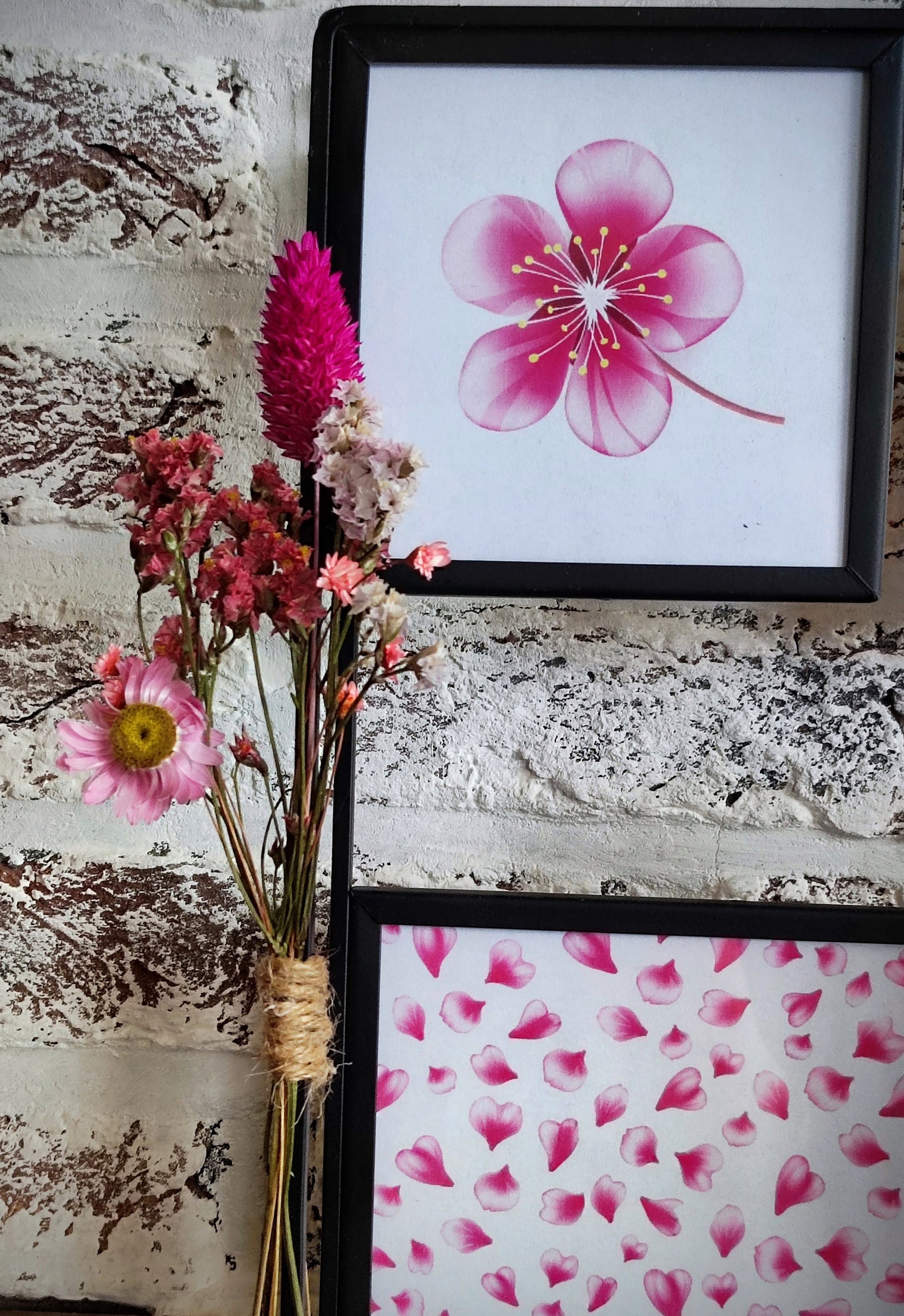 Decoratieve vierkante Fotokader met droogbloemen